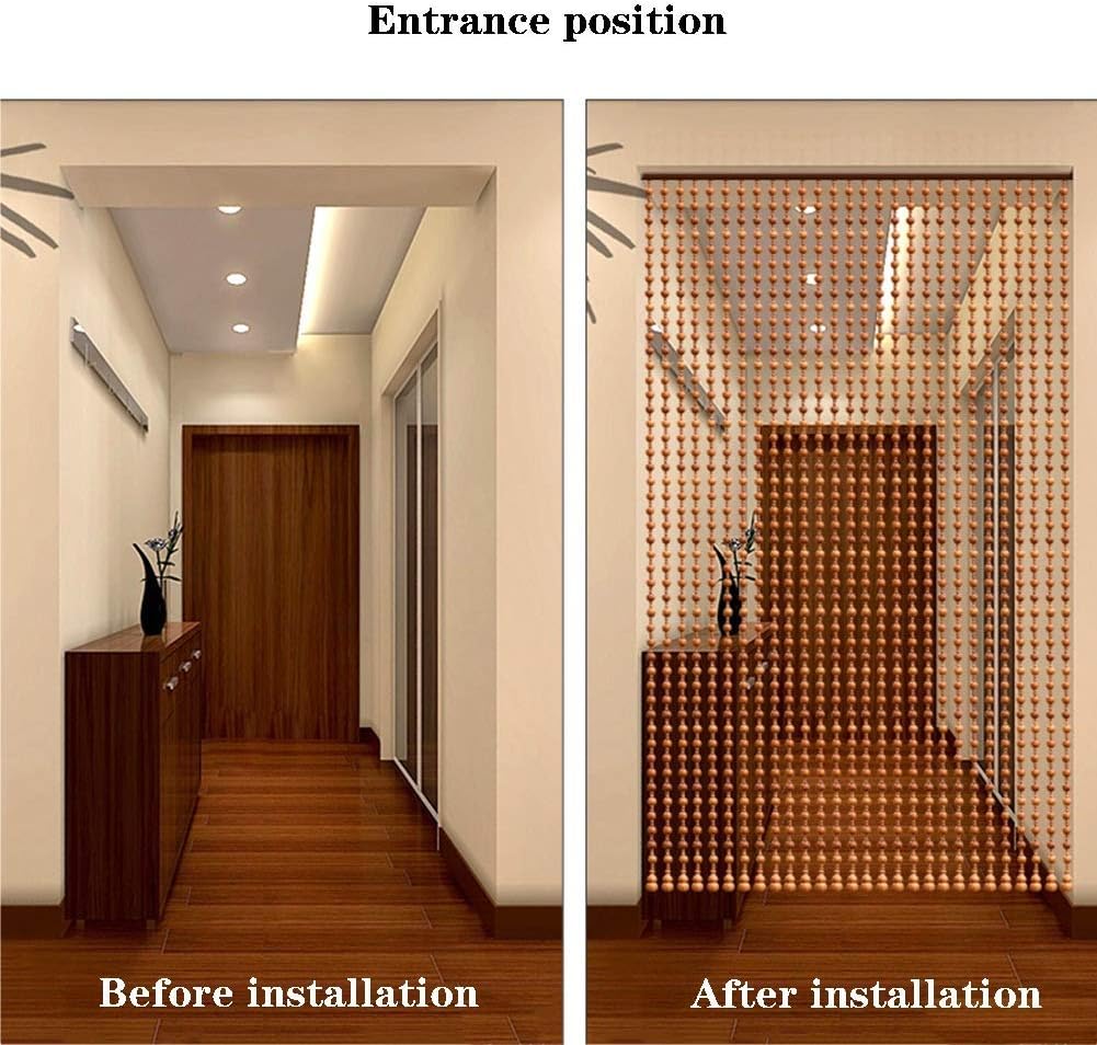 Beaded Curtain with Wooden Beads for Doorway Closet and Room Dividers