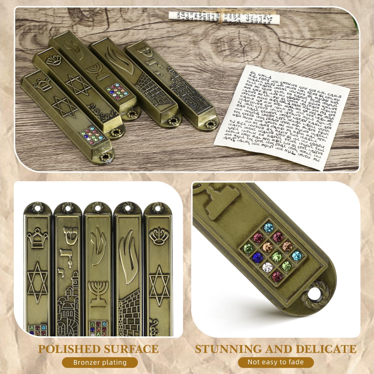 Cabilock 5Pcs Metal Mezuzah Door Decorations