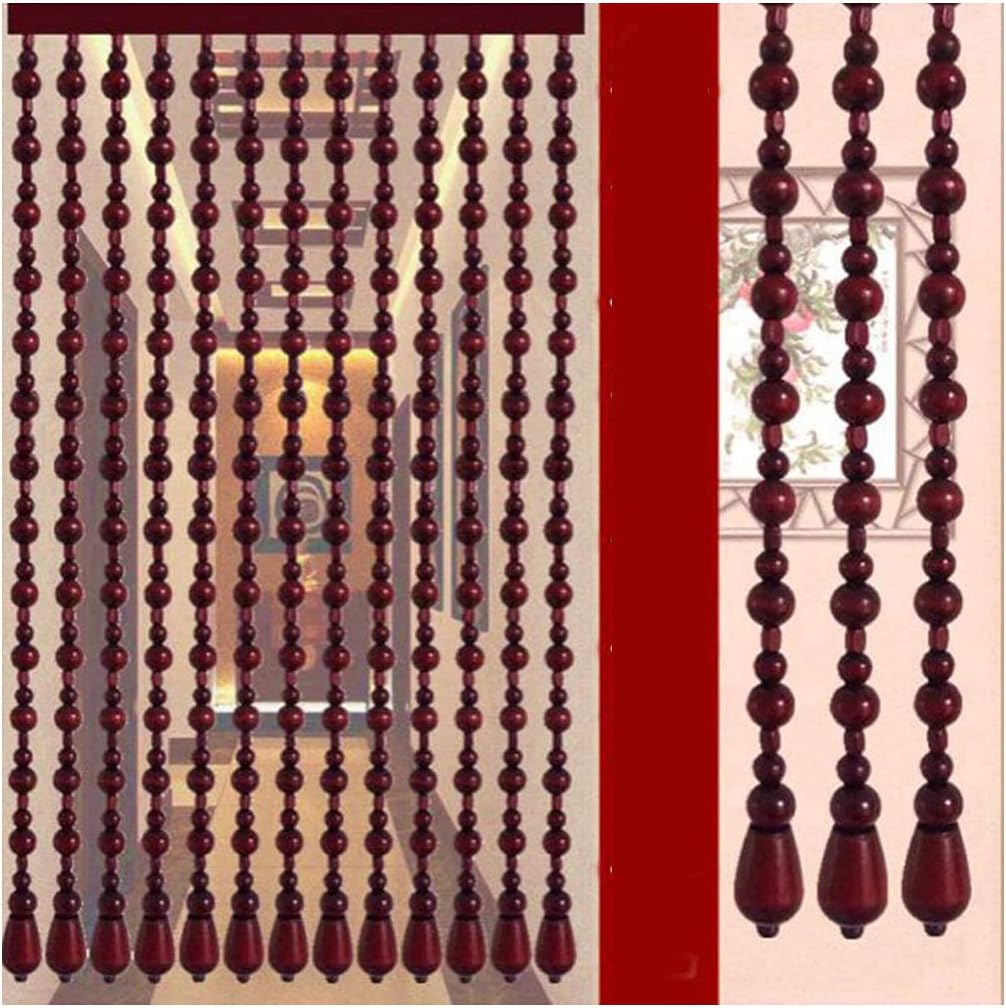 ZHOUXIAO 31 Strands Bamboo Wood Bead Curtain for Doorways