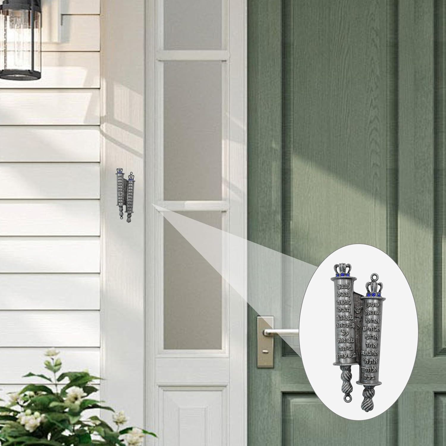 MrMrKura Metal Mezuzah with 2 Scrolls for Door