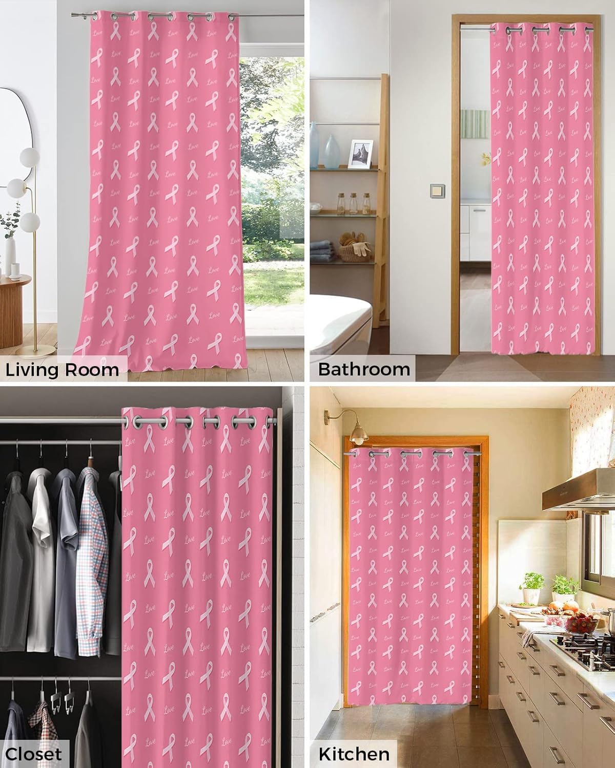 Pink String Doorway Curtains 54x78 Blackout Panels