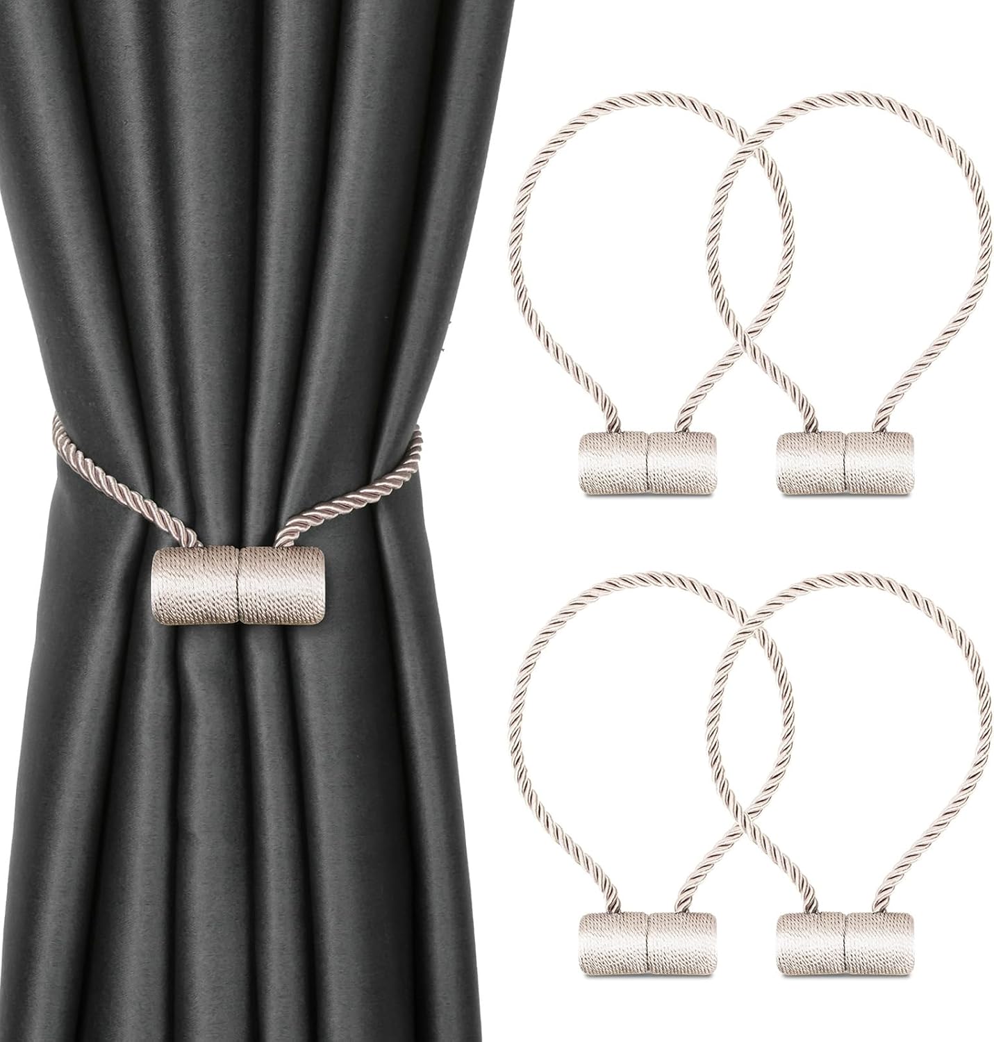 4pcs Magnetic Curtain Tiebacks with Woven Design