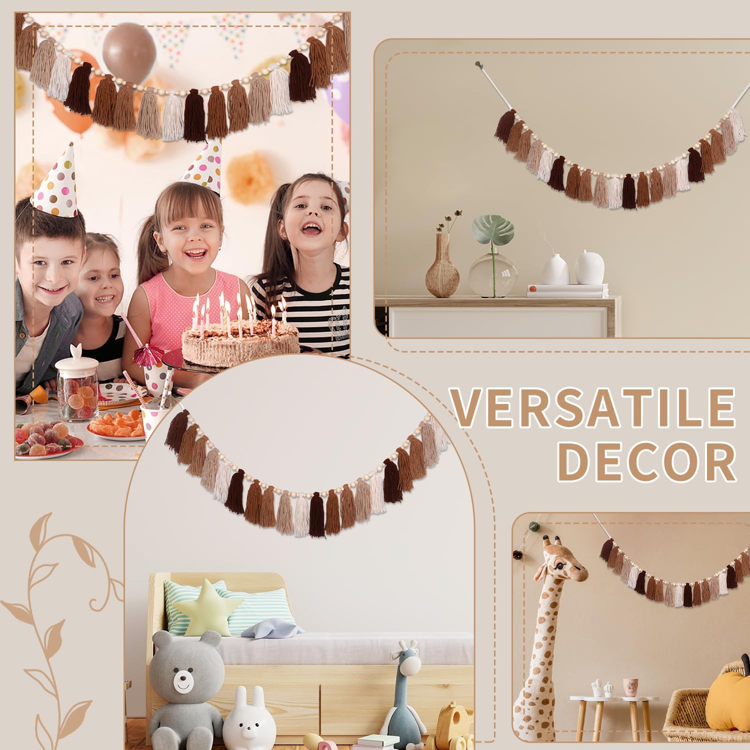 Brown Boho Tassel Garland with Terracotta Beads