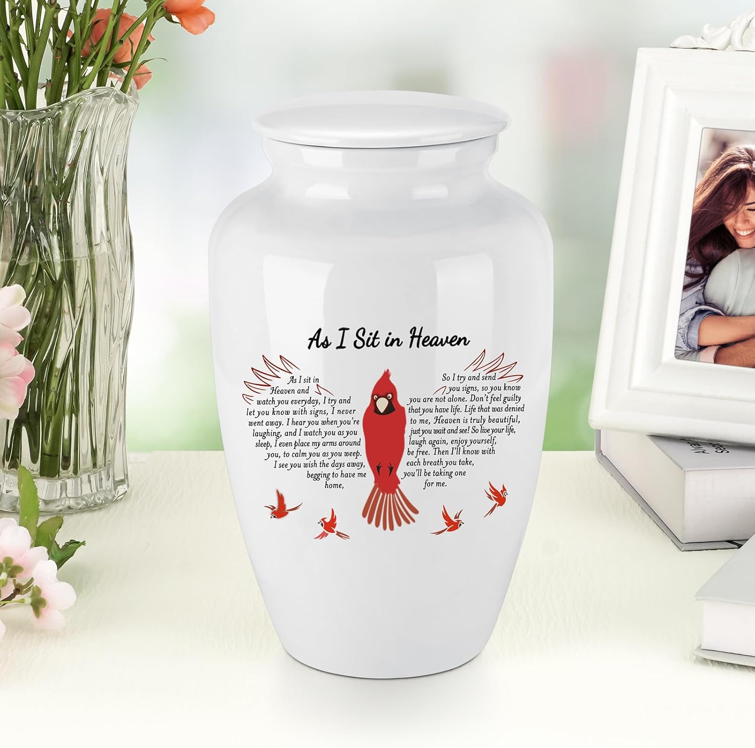 Abooxiu 10 Inches Ceramic Cremation Urn for Human Ashes