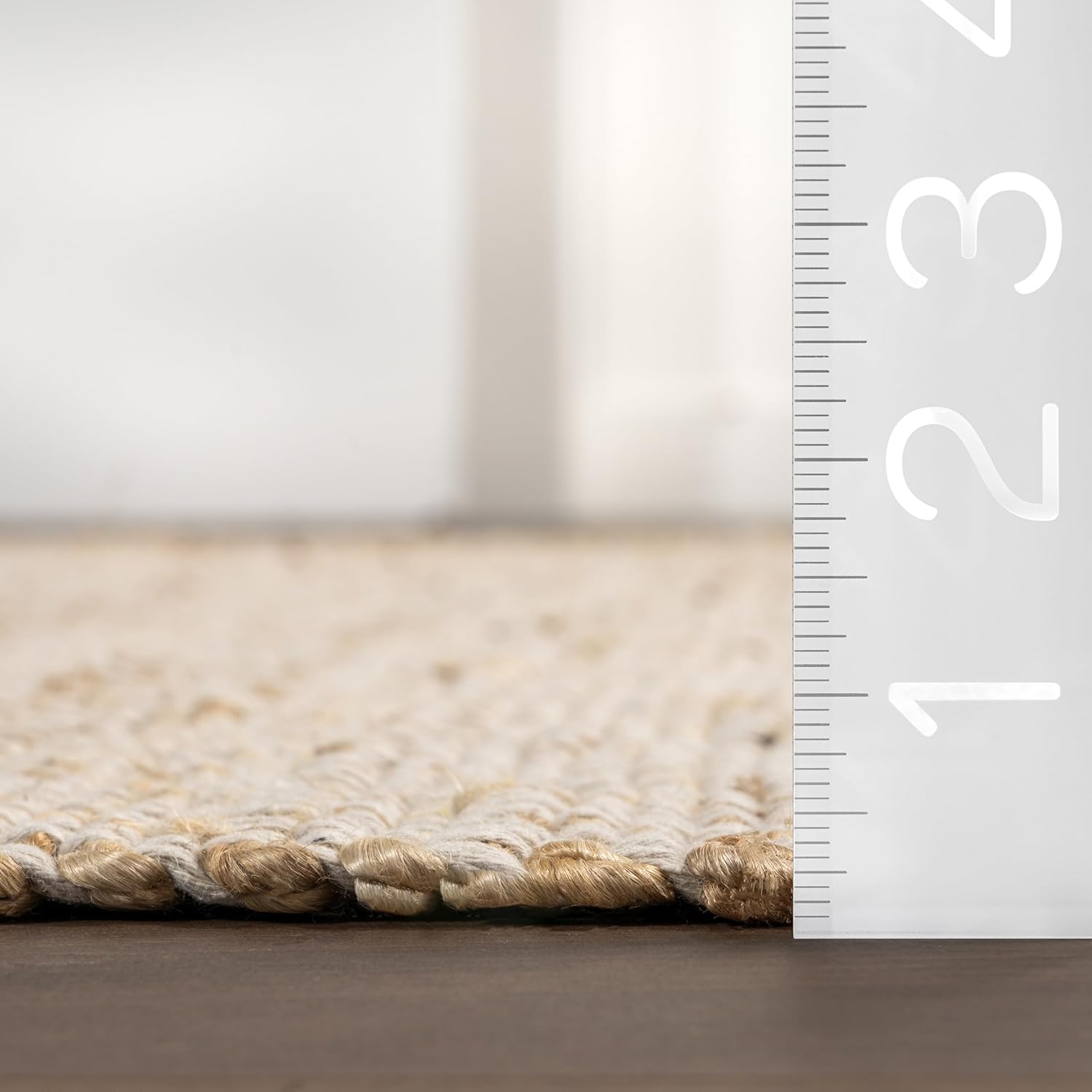 nuLOOM 26 x 10 Handwoven Jute Cotton Area Rug Natural Farmhouse Style