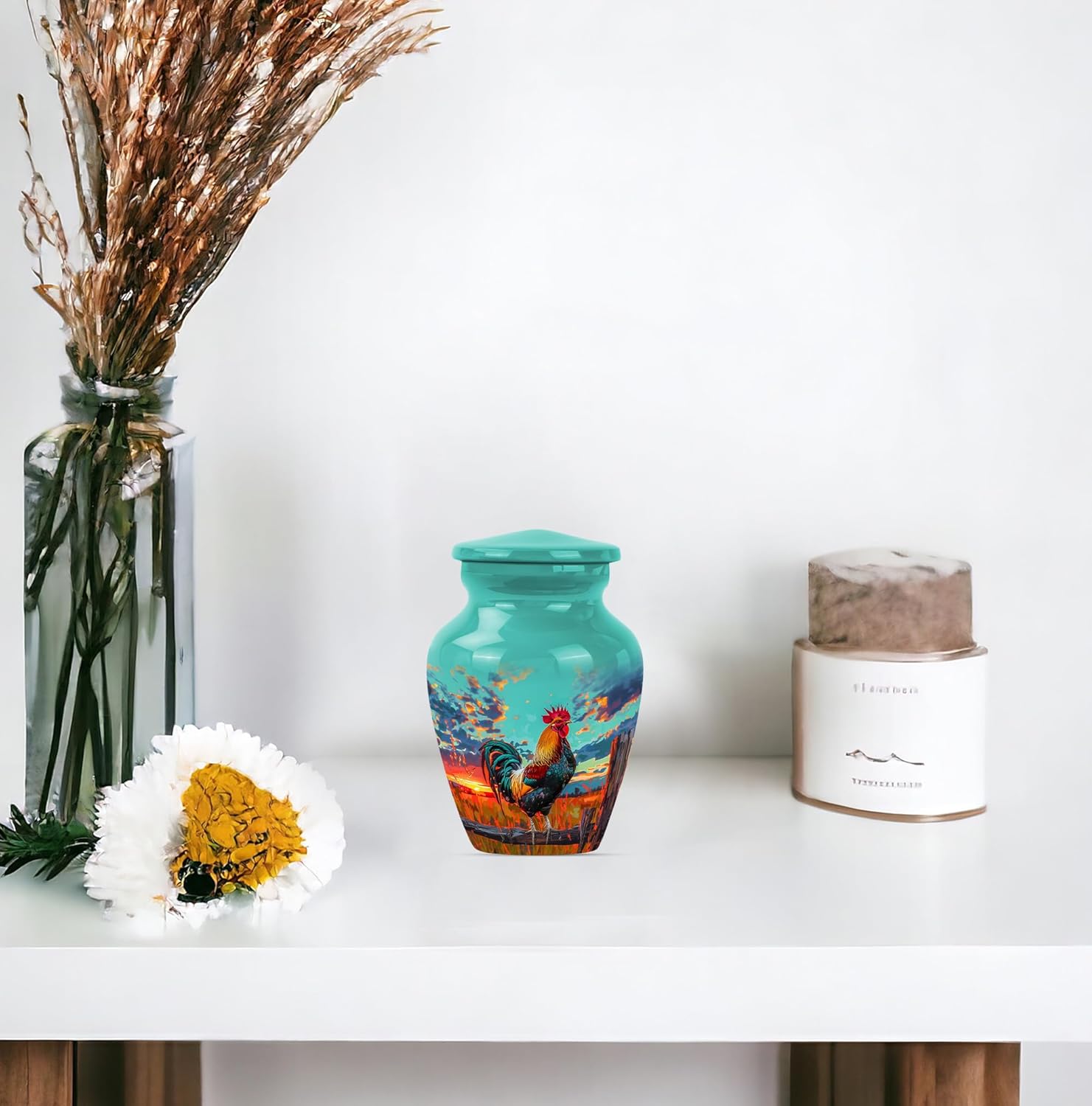 Charming Rooster Urn for Ashes Keepsake