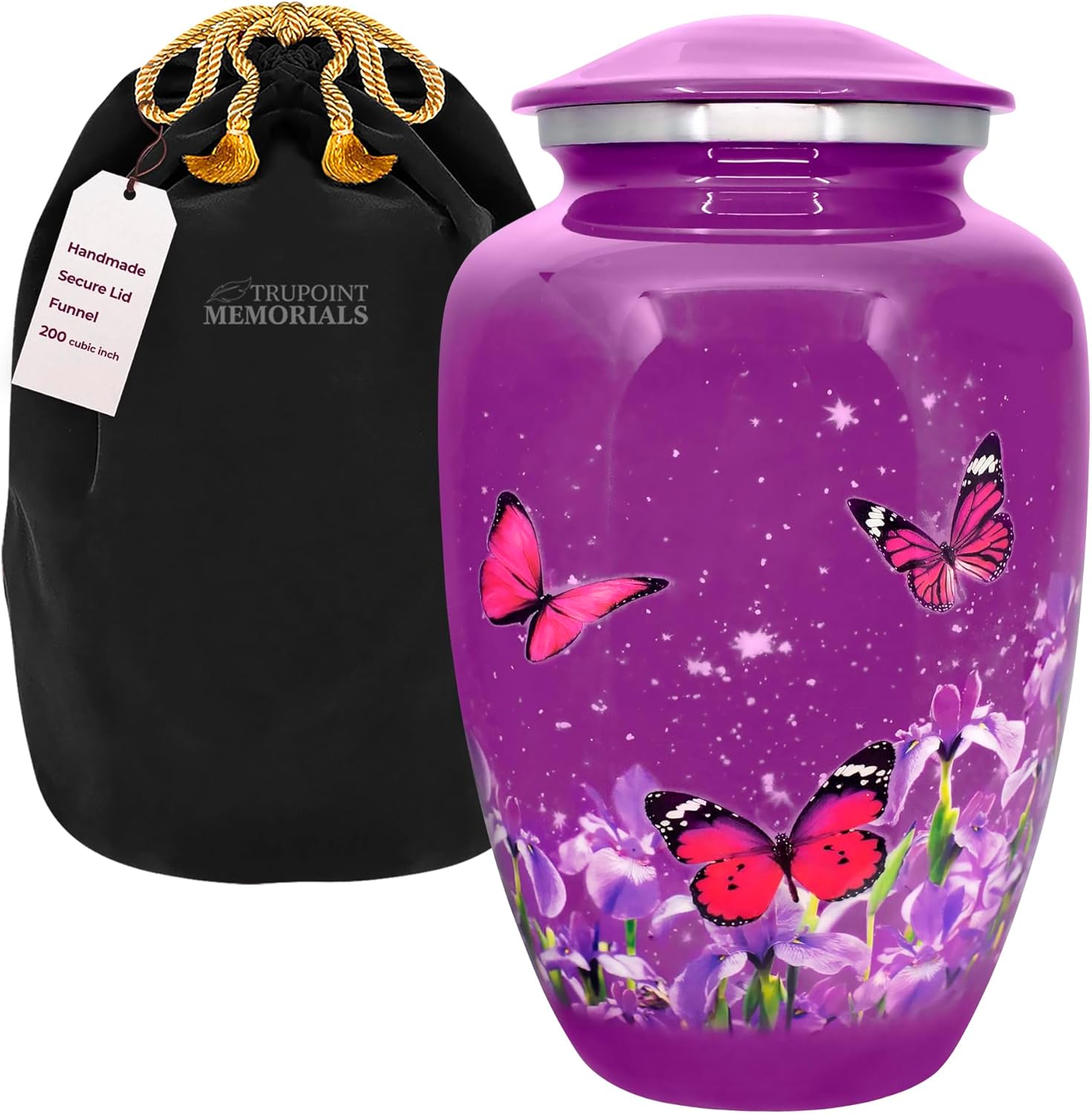 Trupoint Memorials Purple Butterfly Cremation Urn