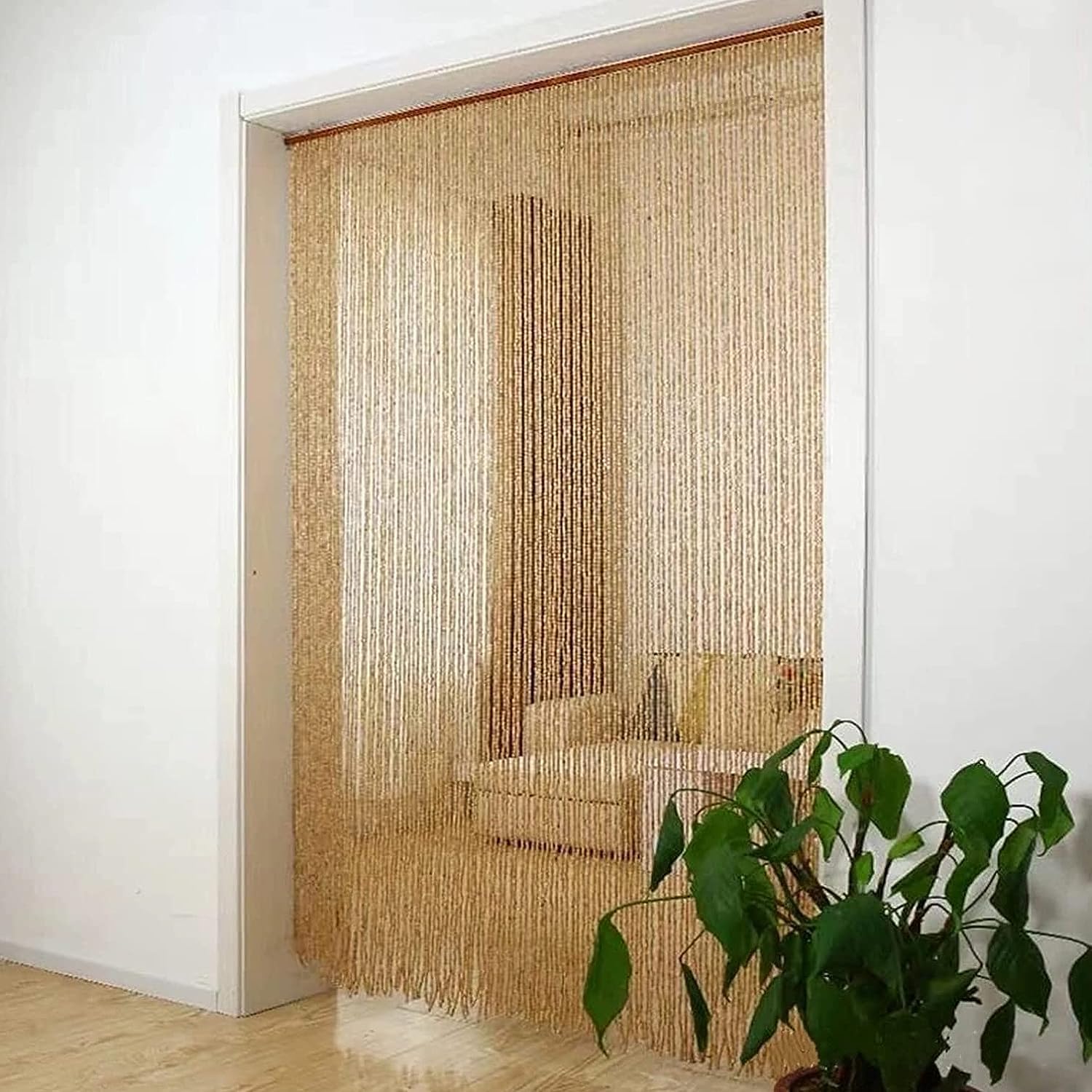 Wood Beaded Door Curtains with Bamboo Beads