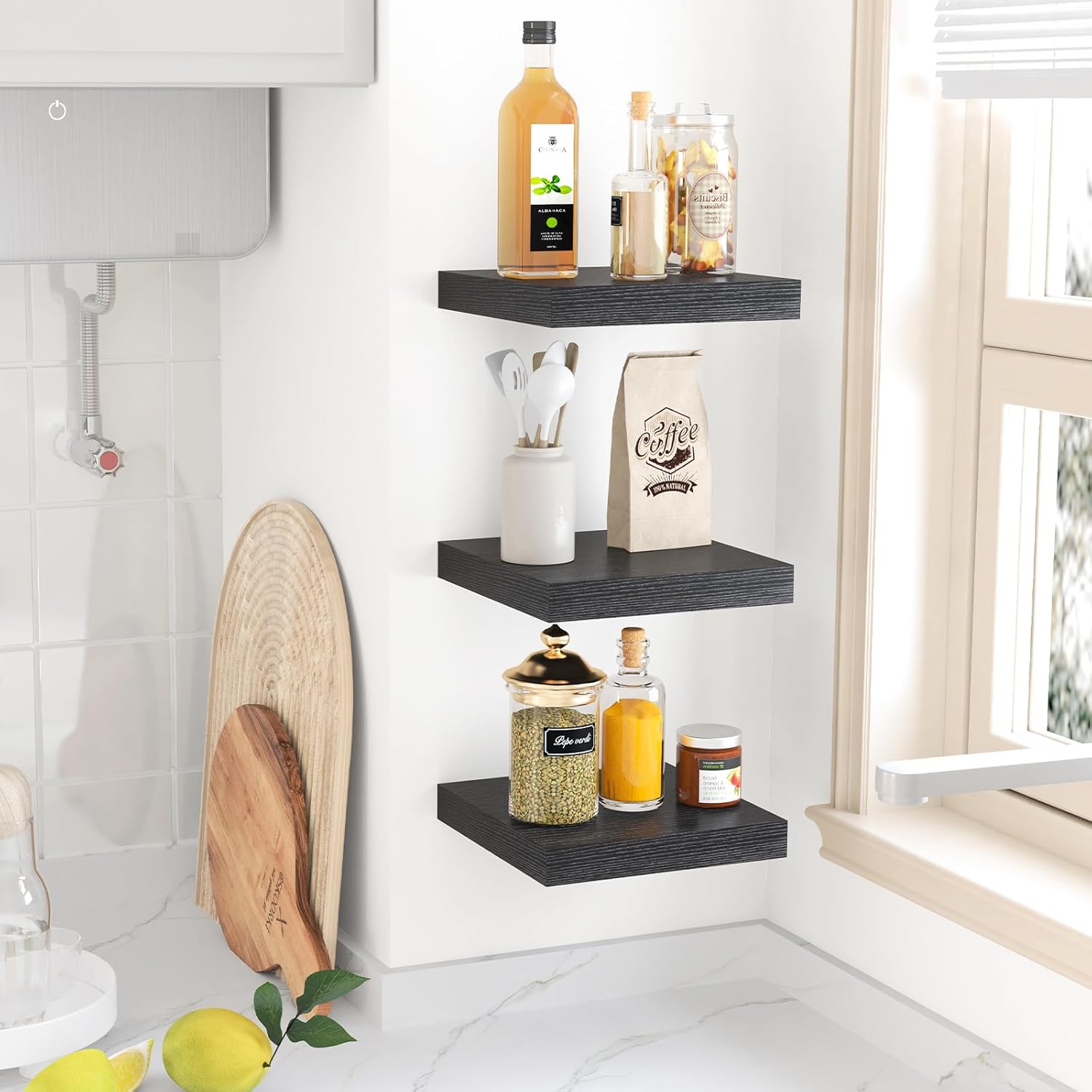 Fixwal 8in Floating Shelves Set of 3