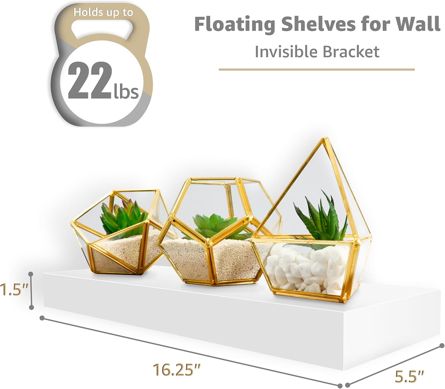 Sorbus Floating Shelves for Wall 3 Pack White