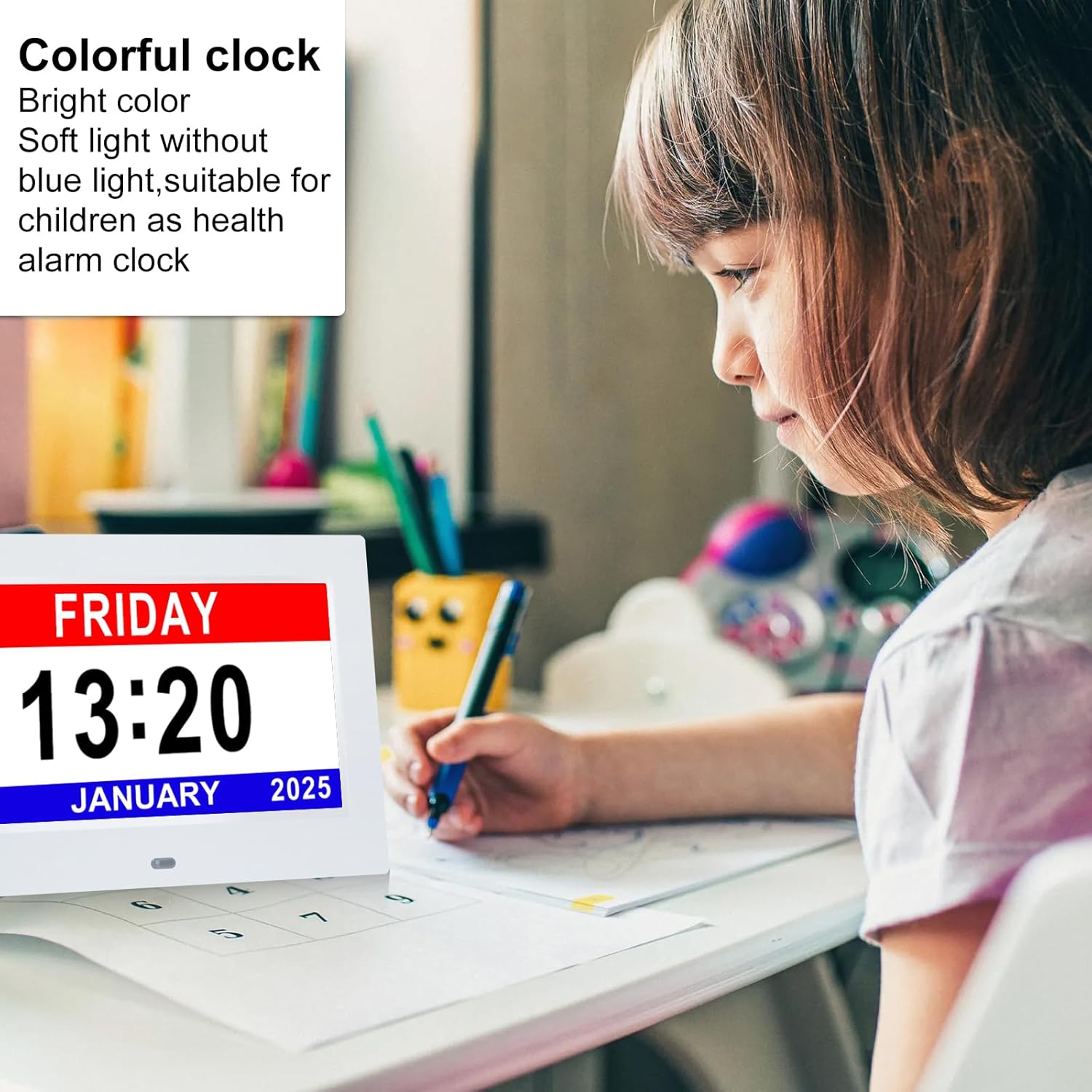 7 Inch Digital Calendar Clock with 12 Alarms and 5 Display Modes