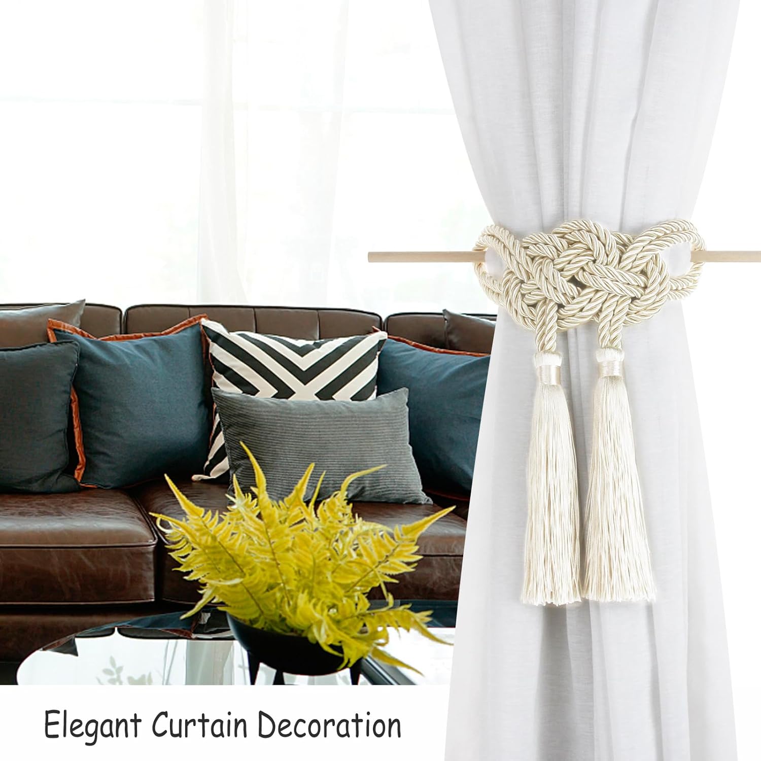 Elegant Curtain Tiebacks with Tassel 2pack