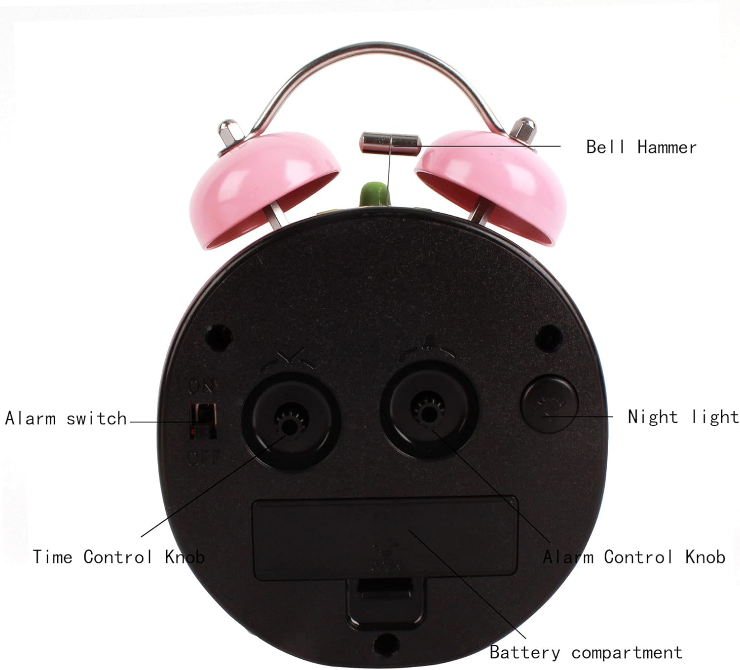 3 Inch Strawberry Twin Bell Alarm Clock With Backlight