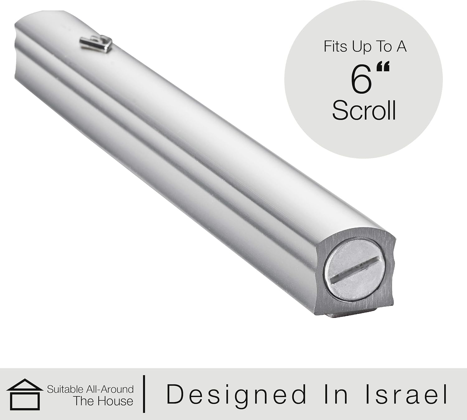 AS Mezuzah Case Silver Shin Design 7 Inches
