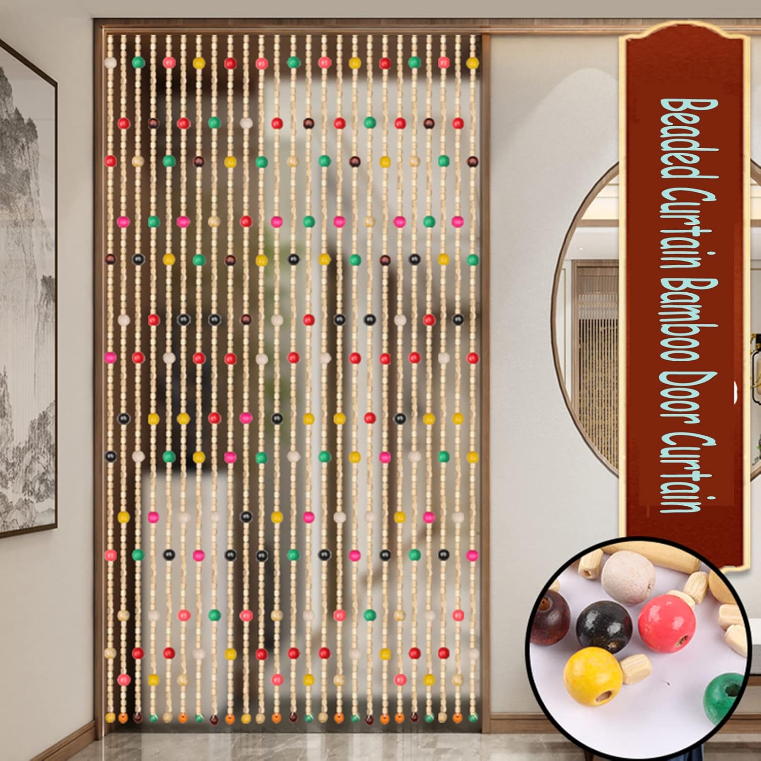 Beaded Curtain Bamboo Door Curtain 35 Strand