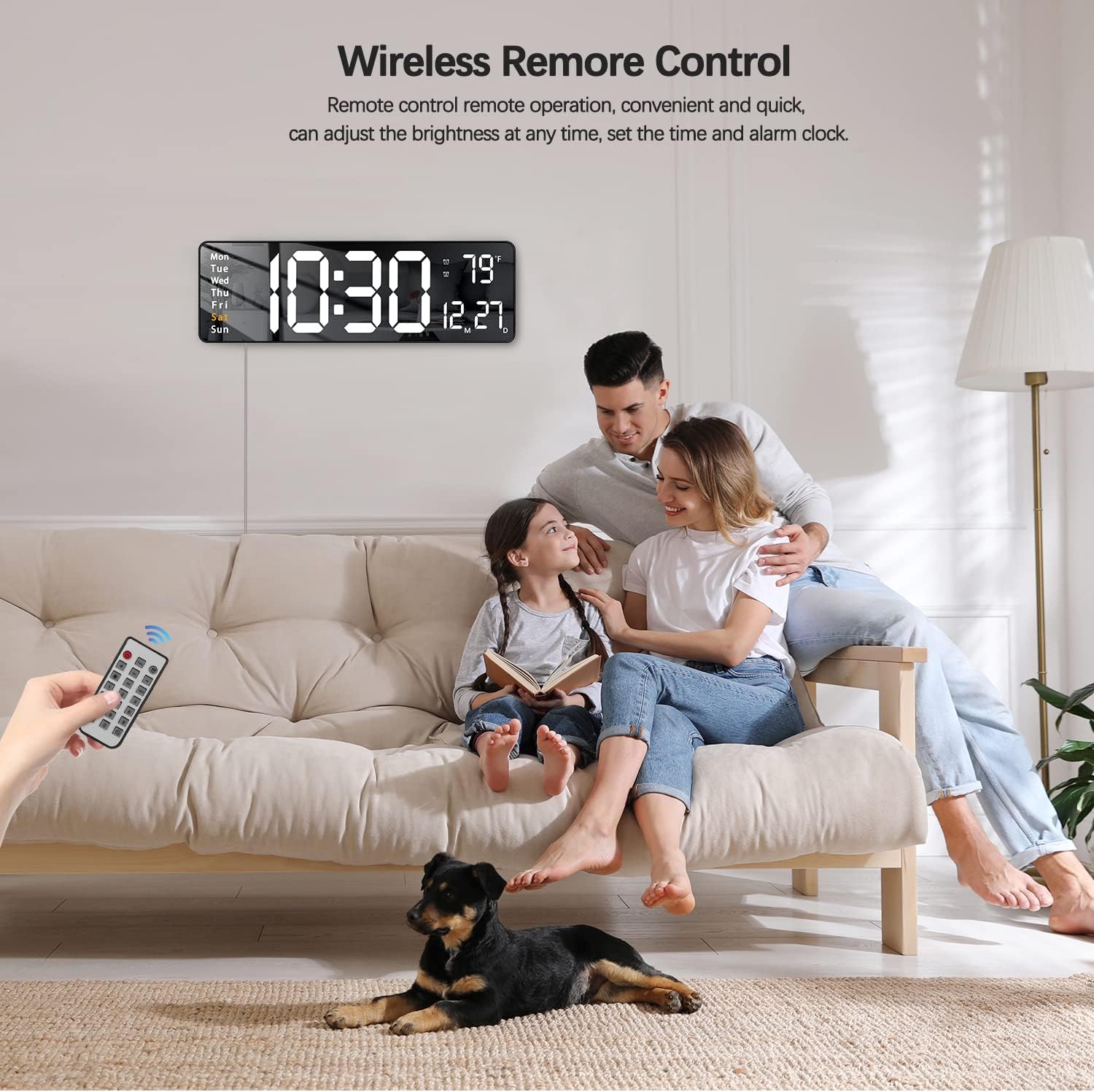JoFomp 16 Inch Digital Wall Clock with Remote Control