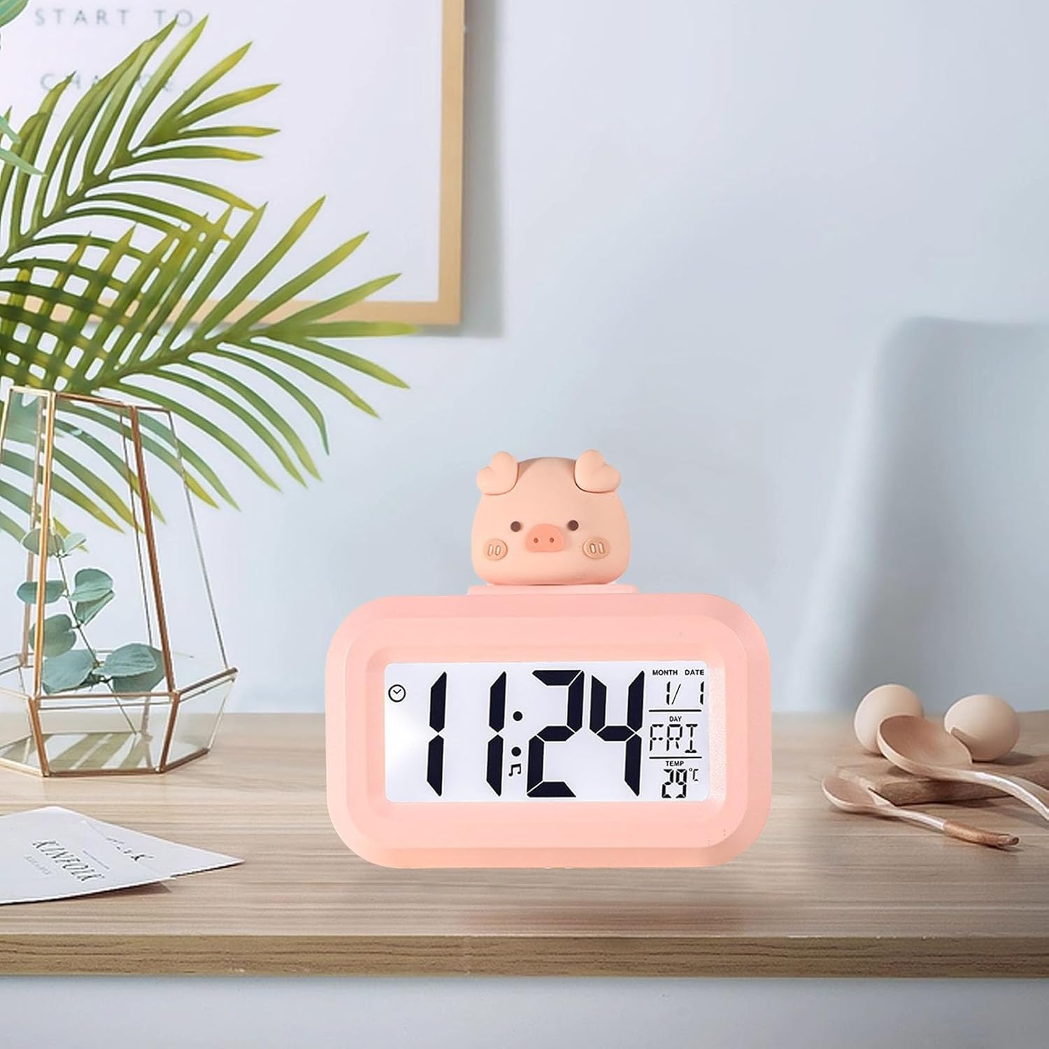 Kawaii Alarm Clock with Cartoon LED Display