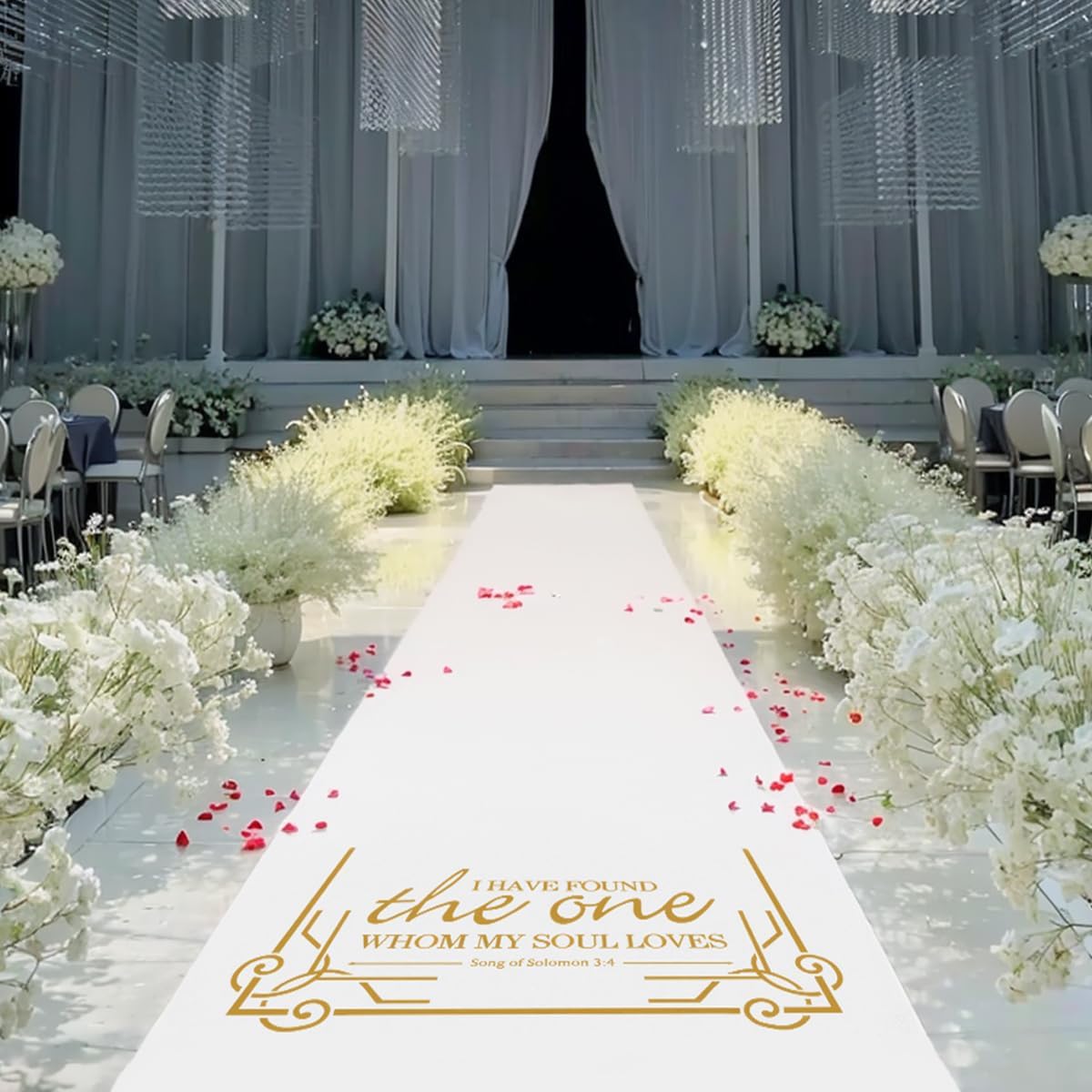 White Wedding Aisle Runner with Pull String 4x100 Feet