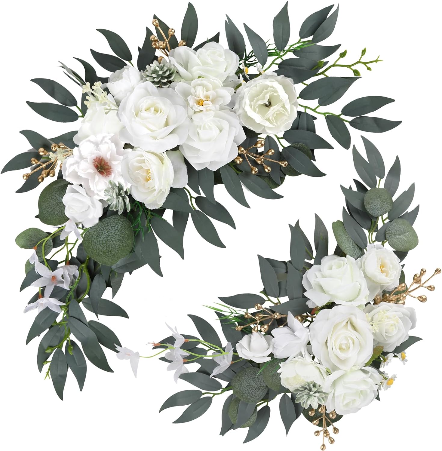 White Wedding Arch Flowers 2PCS Artificial Floral Swag