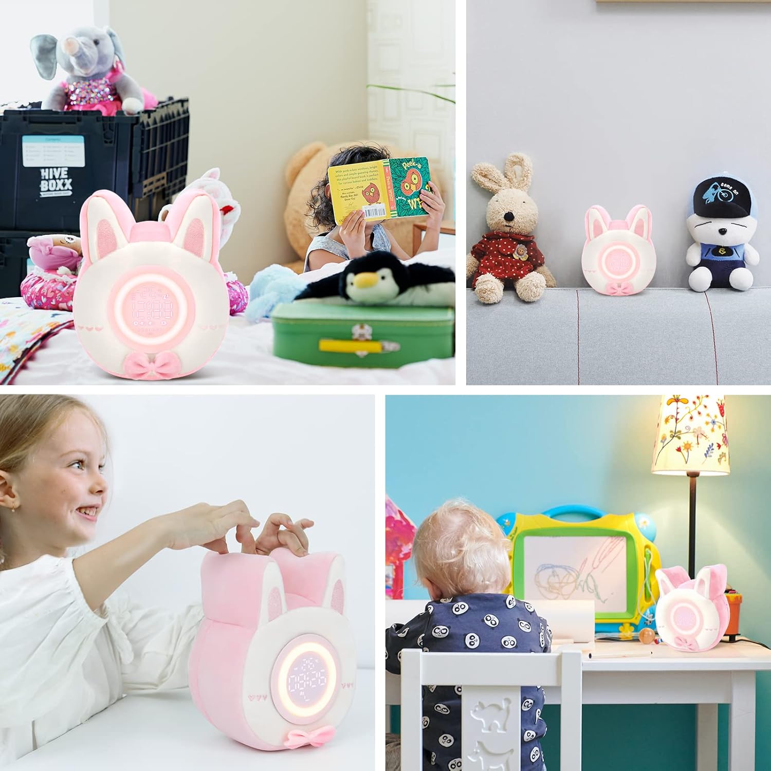 Qanyi Bunny Plush Alarm Clock Night Light