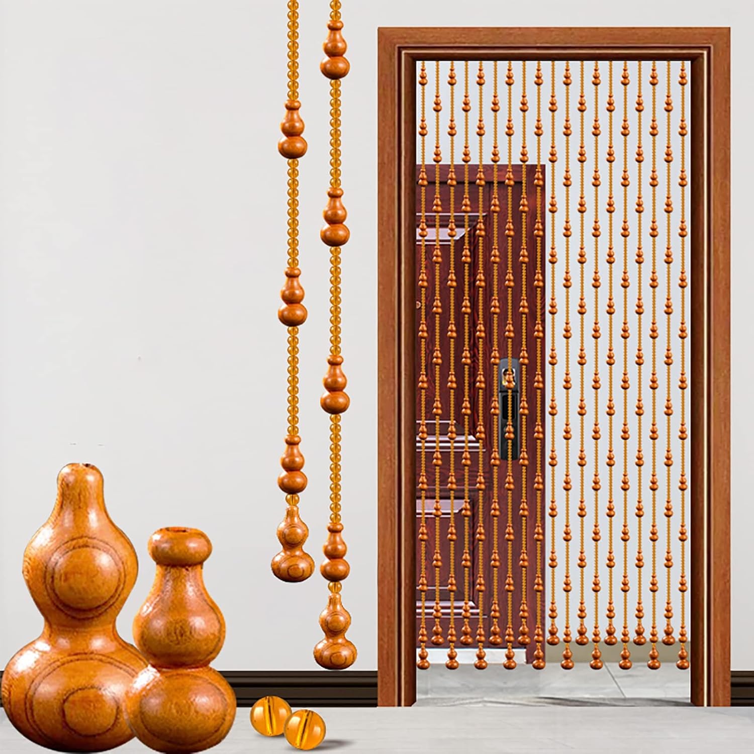 XOOFMASS Wood Beaded Curtain for Door Partition