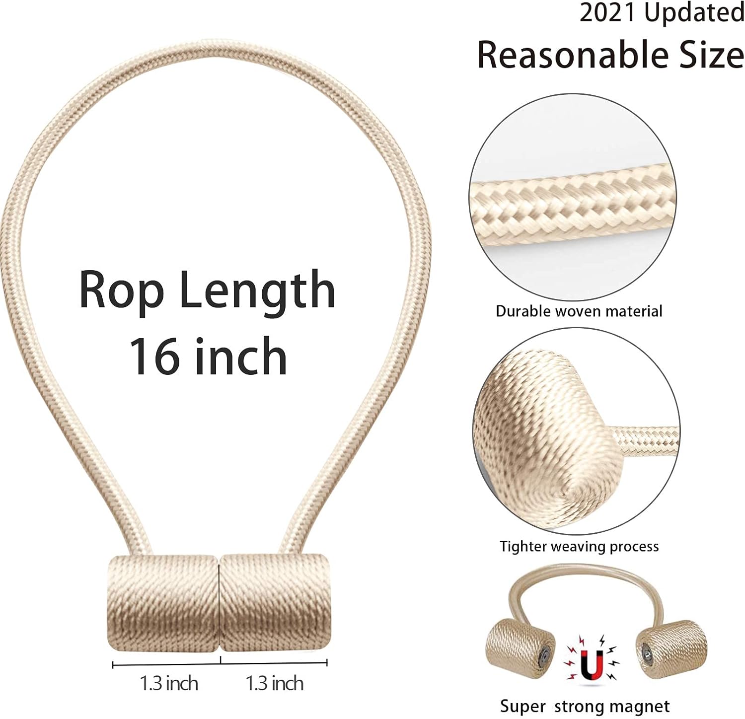 XDerlin Magnetic Curtain Holdbacks 16 Inch Beige