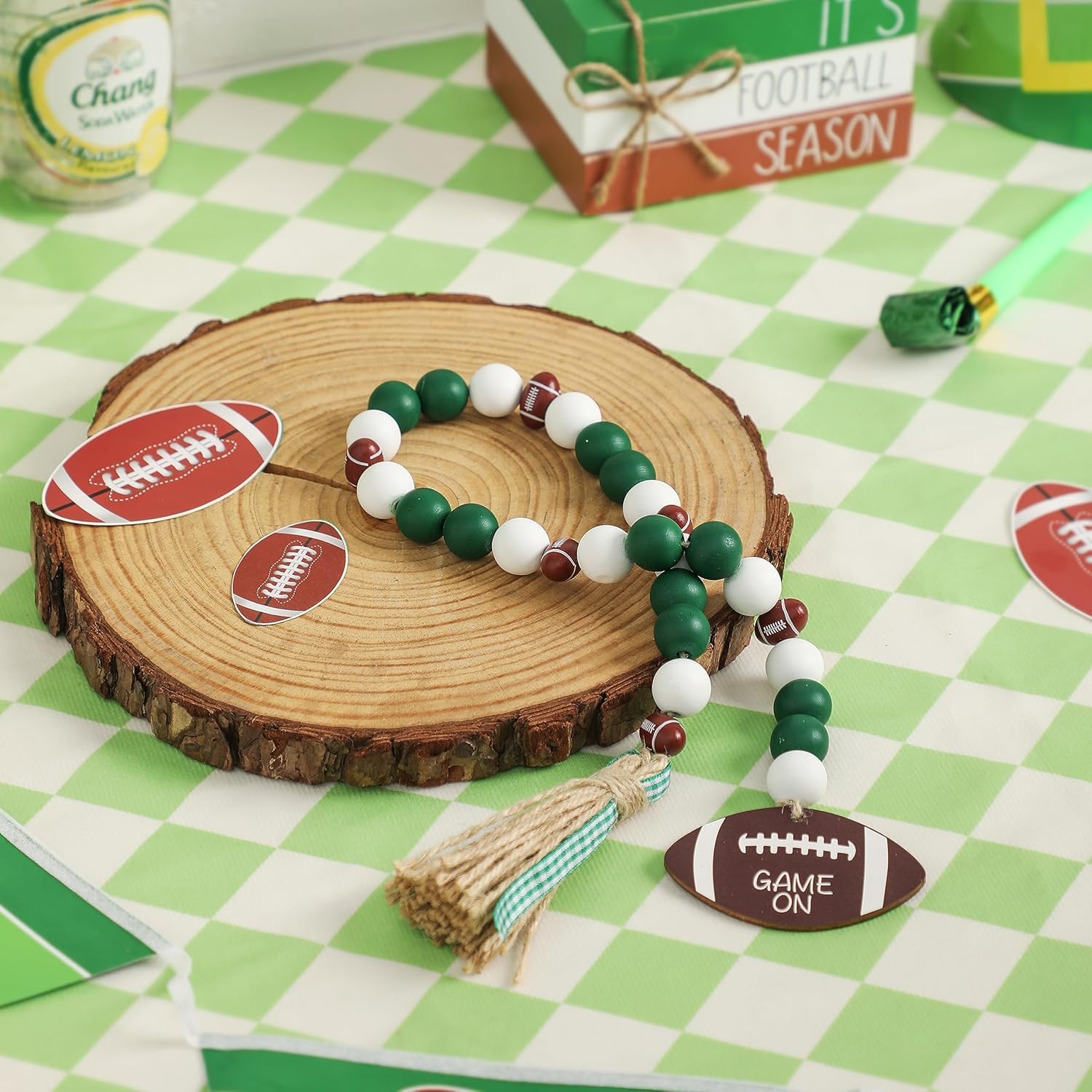 Super Cute Football Wood Bead Garland
