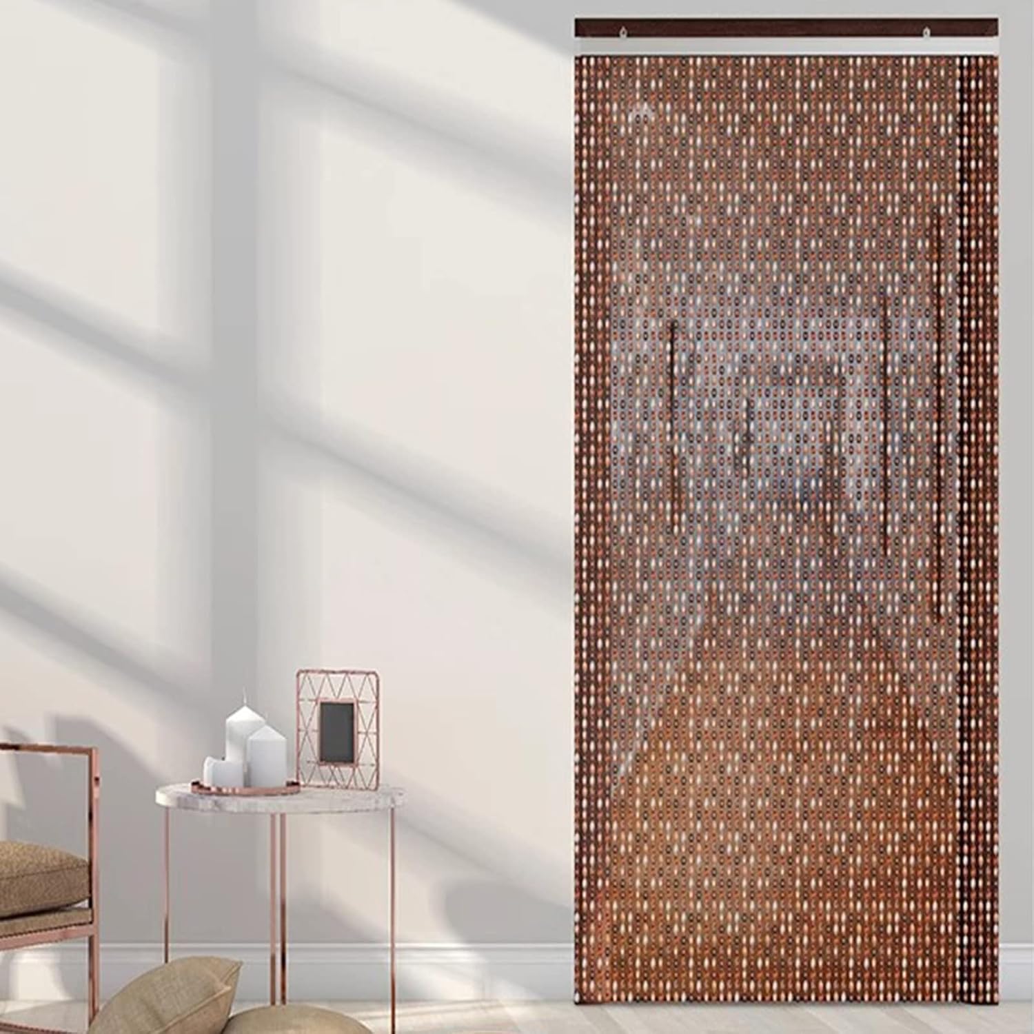 EMYJAY Brown Beaded Door Curtain 70x200cm