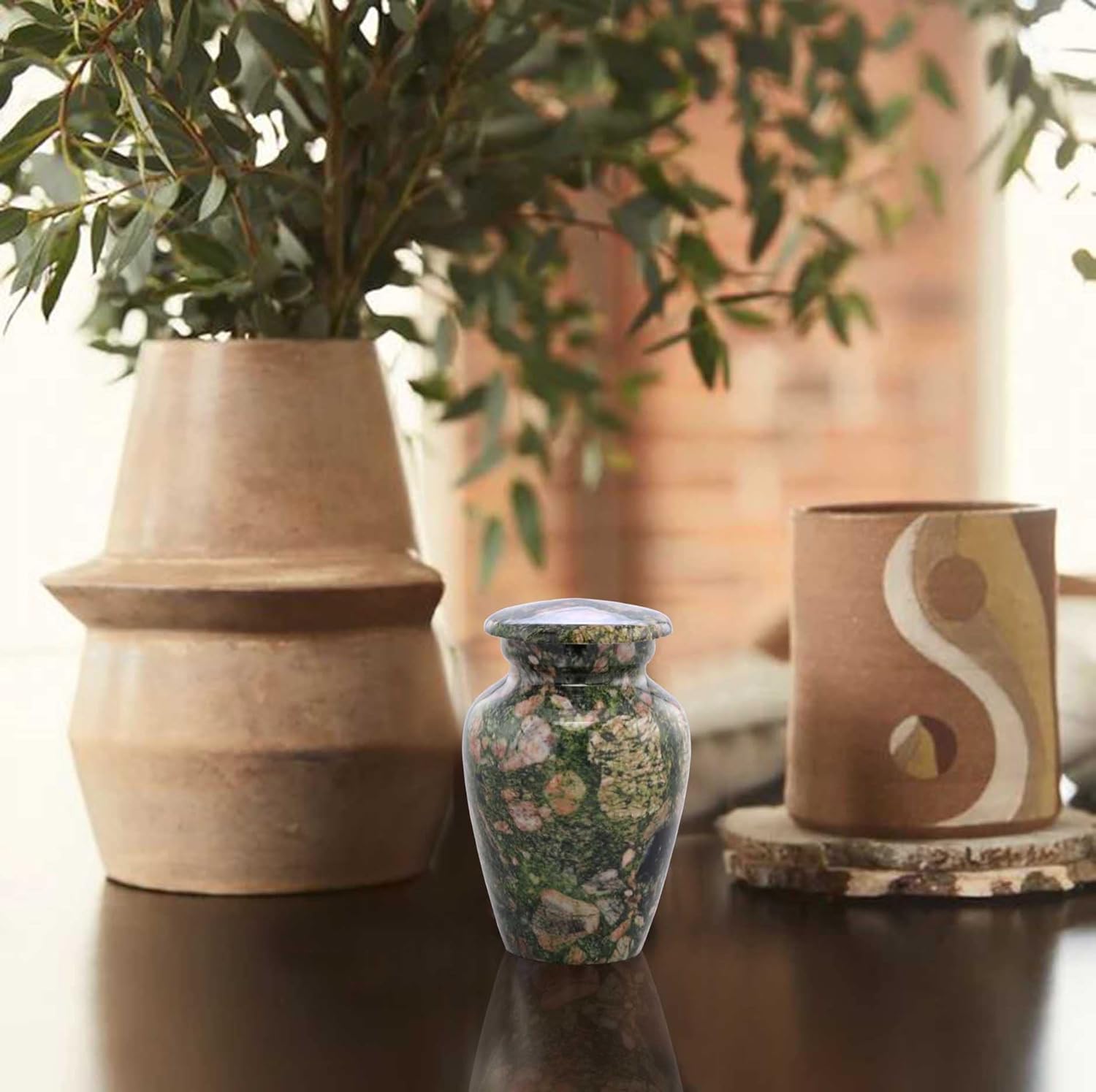 Small Keepsake Cremation Urn Marble Finish Metal