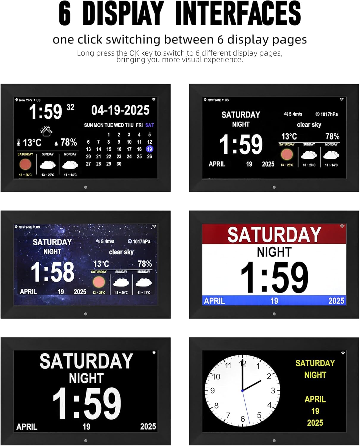 WiFi Digital Wall Clock with Weather and Dementia Alarm
