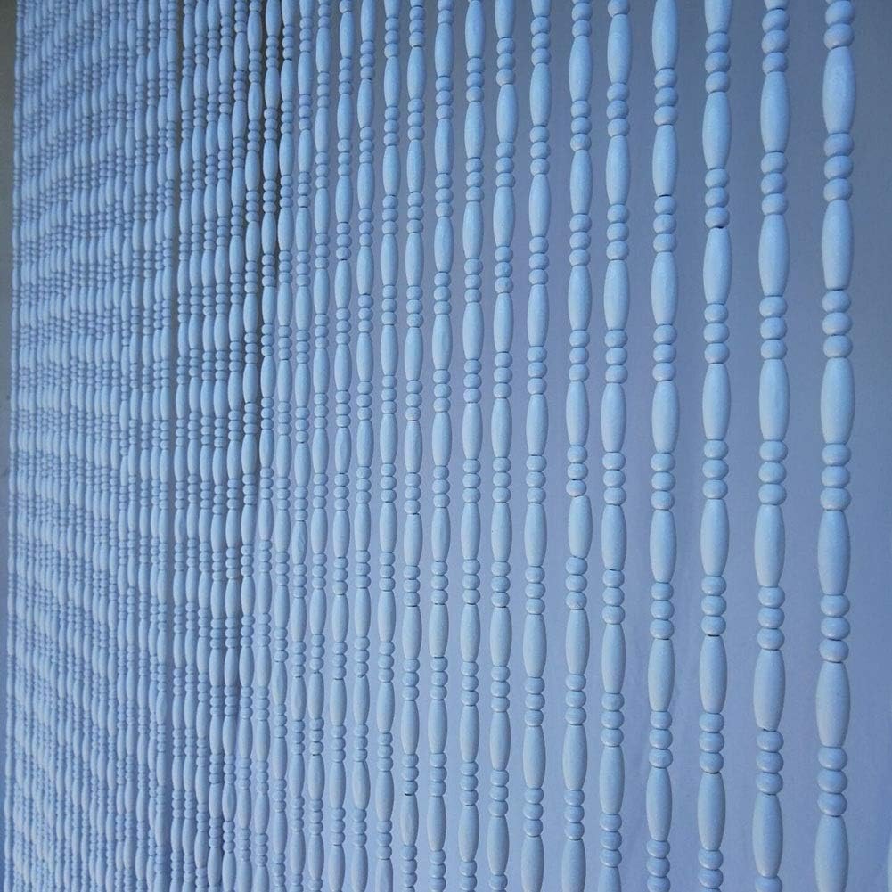 White Wooden Beaded Door Curtain for Doorways