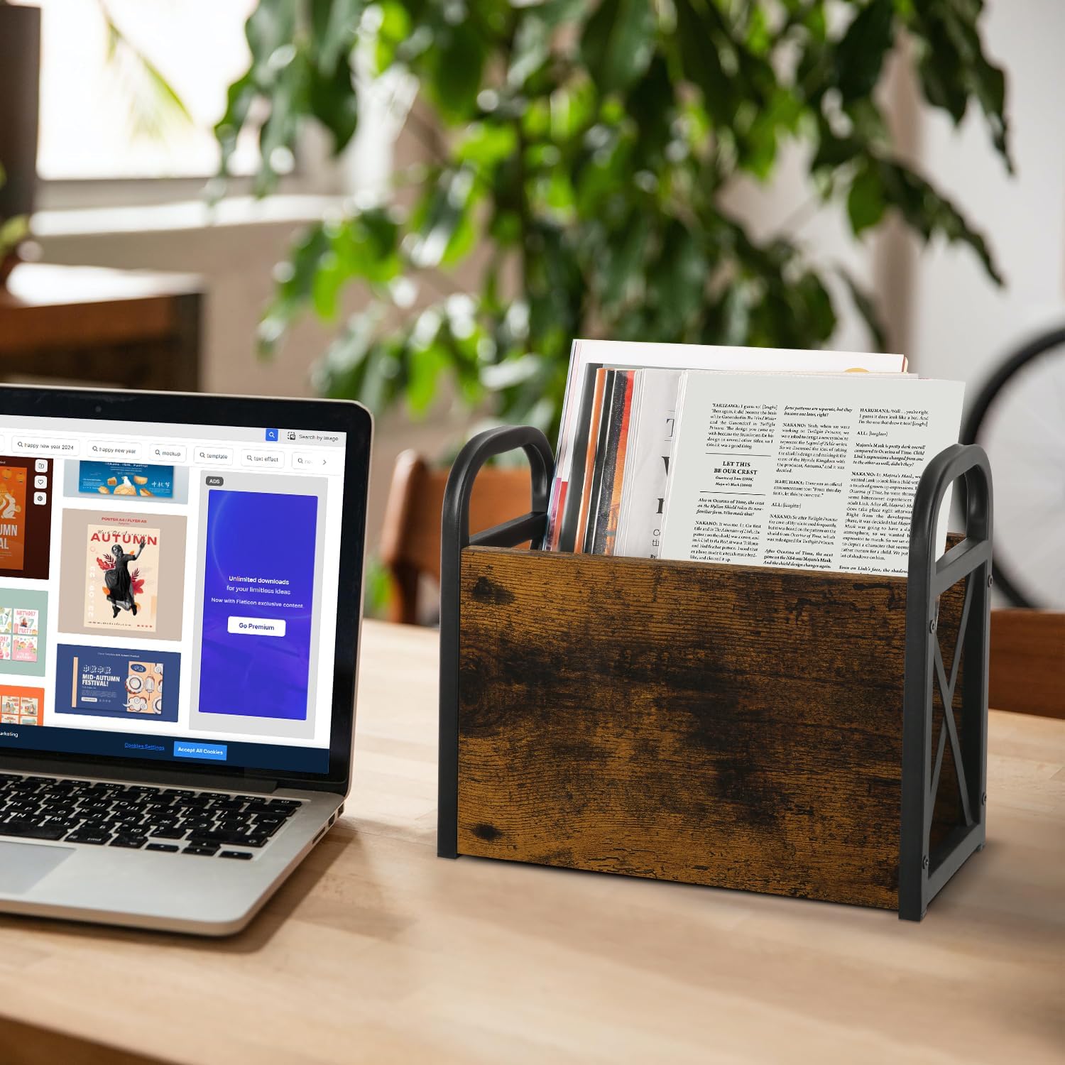 Yinmit Magazine Holder with X-Shaped Frame and Metal Base