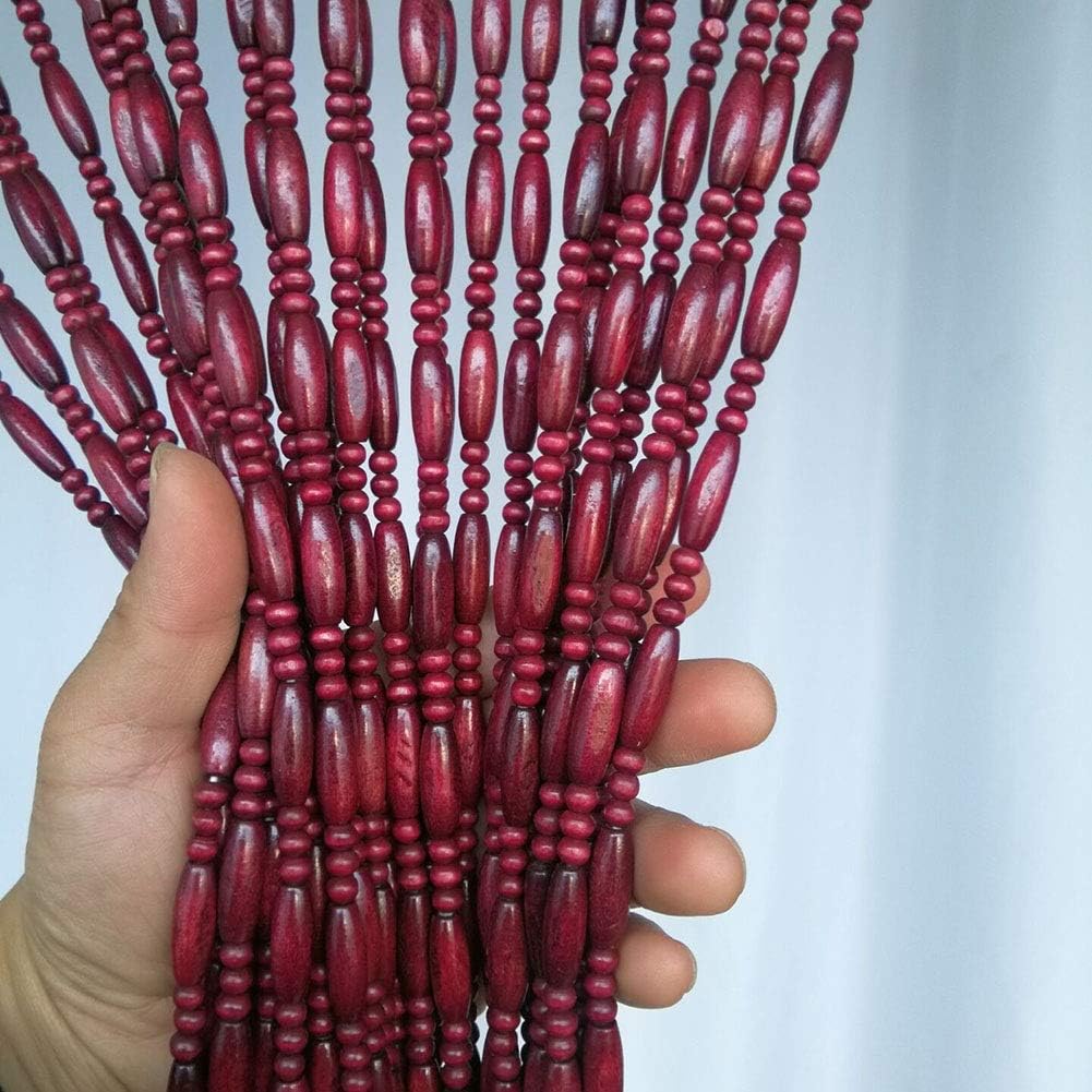 Beaded Curtain with Wooden Beads for Doorway and Room Divider