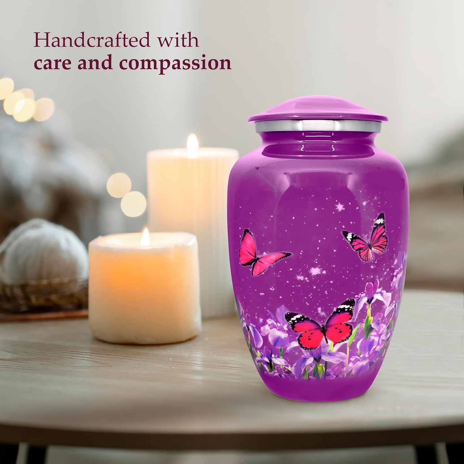 Trupoint Memorials Purple Butterfly Cremation Urn