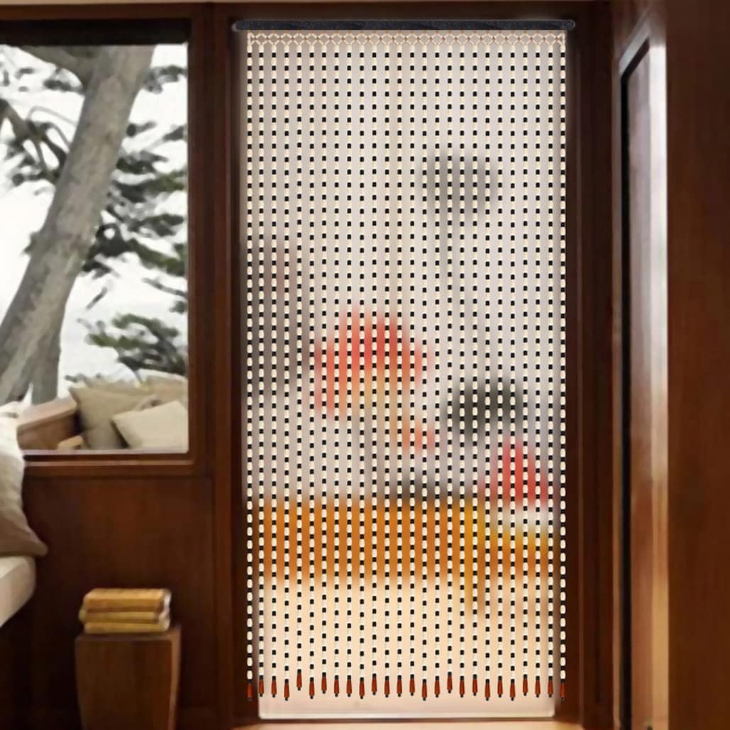 ZHOUXIAO Handmade Wood Bead Curtain for Doorway