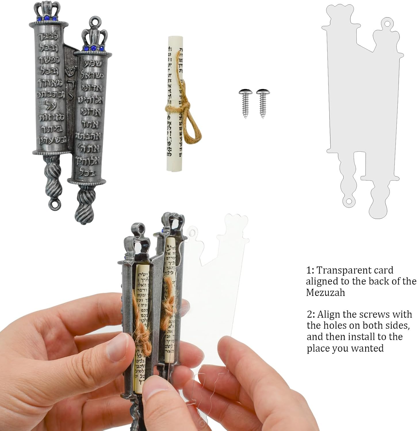 MrMrKura Metal Mezuzah with 2 Scrolls for Door