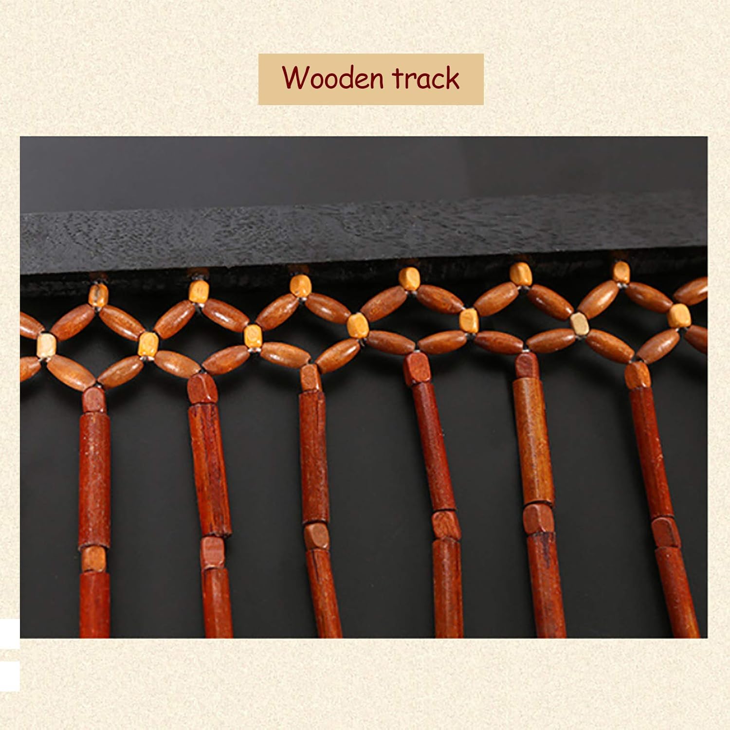 689 x 3544 Inch Wood Bead Curtain with Jagged Pattern