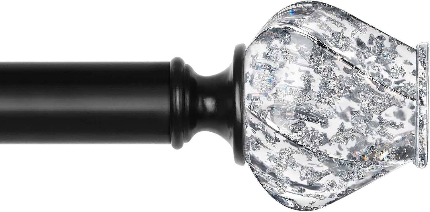 HOTOZON Black Curtain Rod 72-144 Inches Single Rod