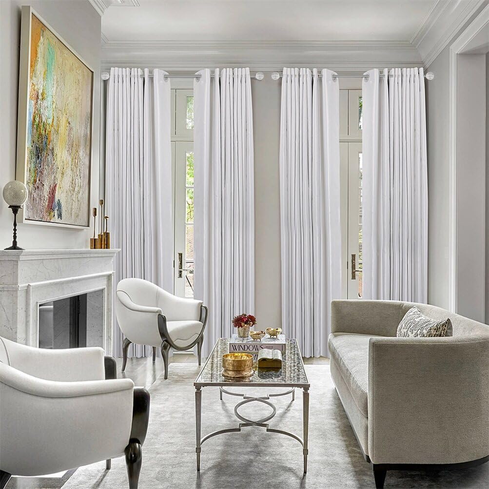 DAINTIER Curtain Rod 36-66 Inch Matte Silver Crystal Finial