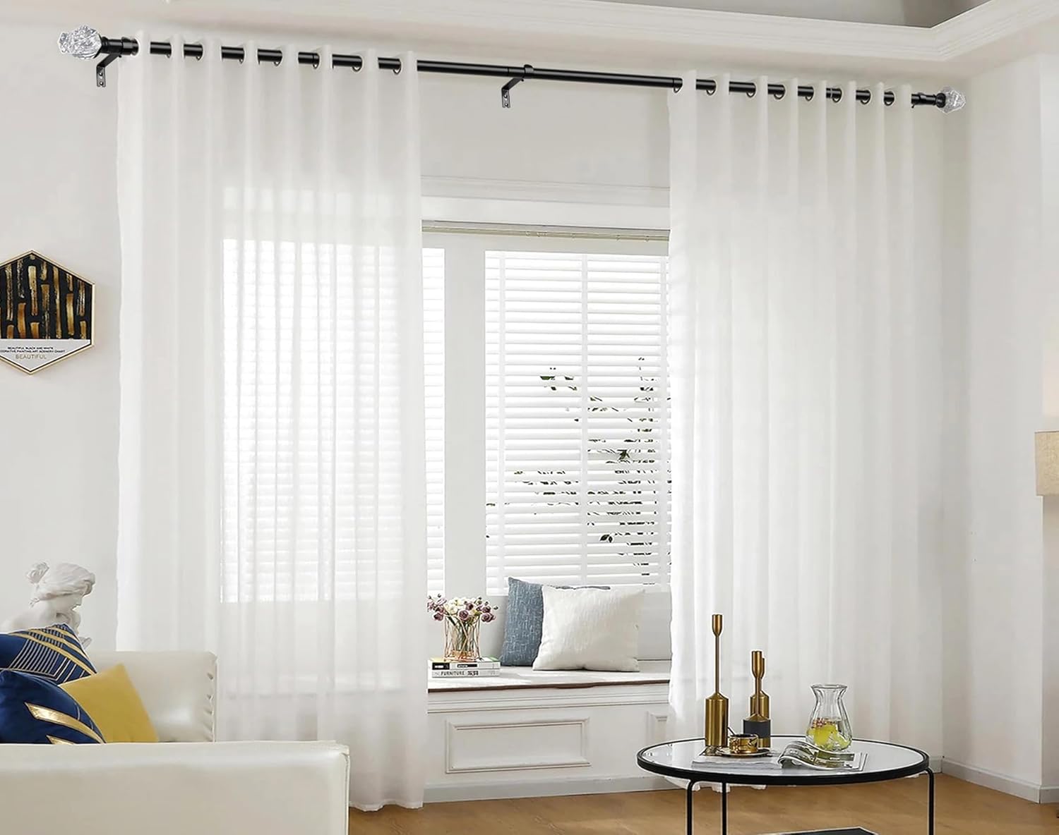 HOTOZON Black Curtain Rod 72-144 Inches Single Rod