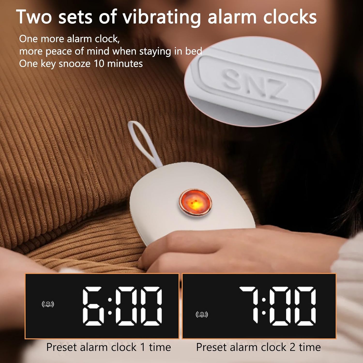 Vibrating Alarm Clock Under Pillow with Dual Alarms and 3 Levels