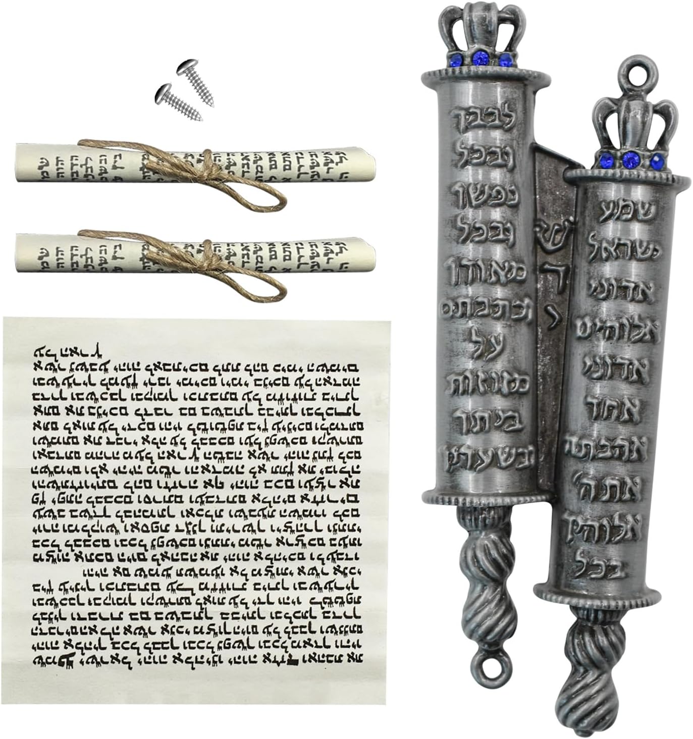 MrMrKura Metal Mezuzah with 2 Scrolls for Door