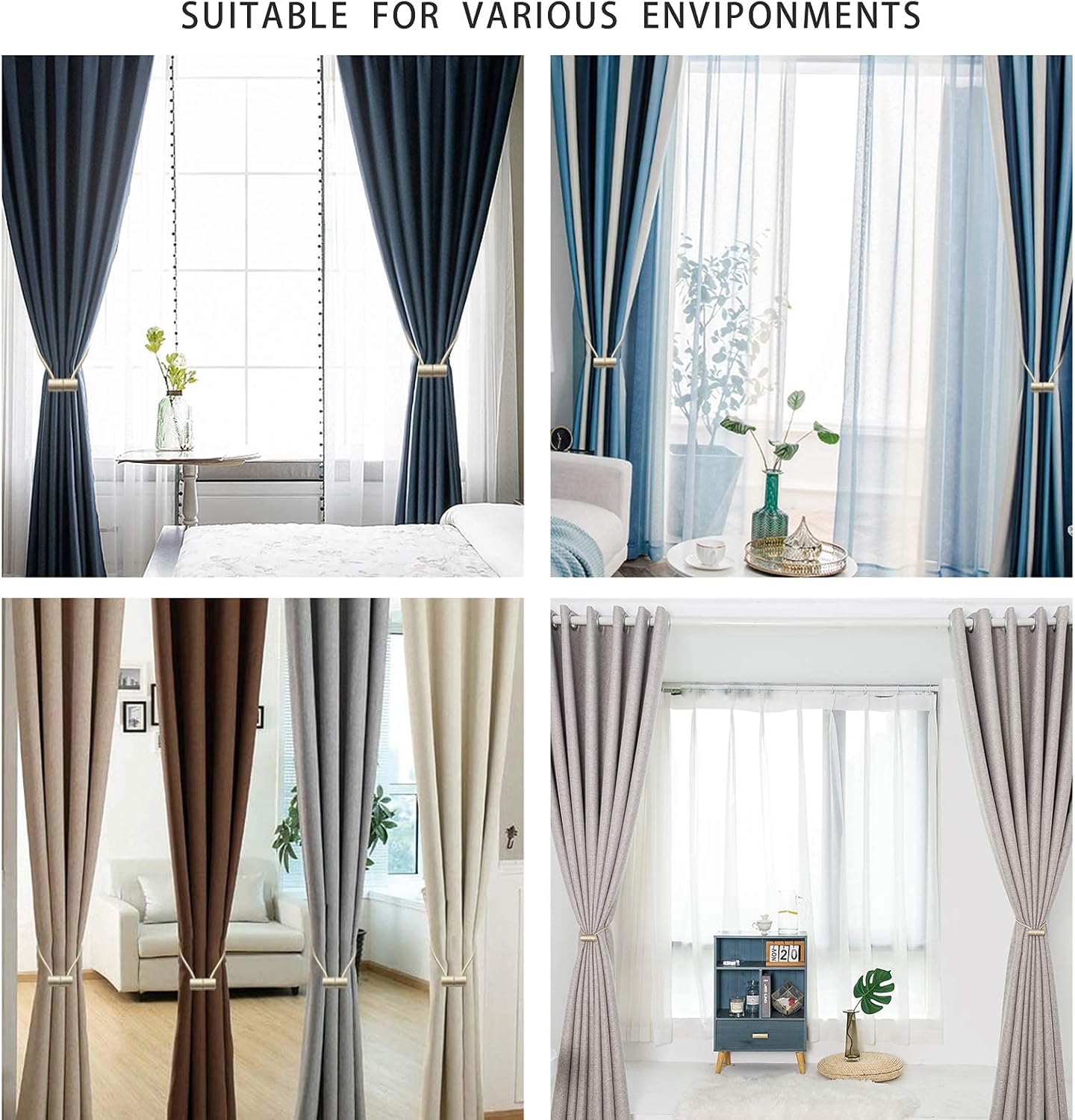 XDerlin Magnetic Curtain Holdbacks 16 Inch Beige