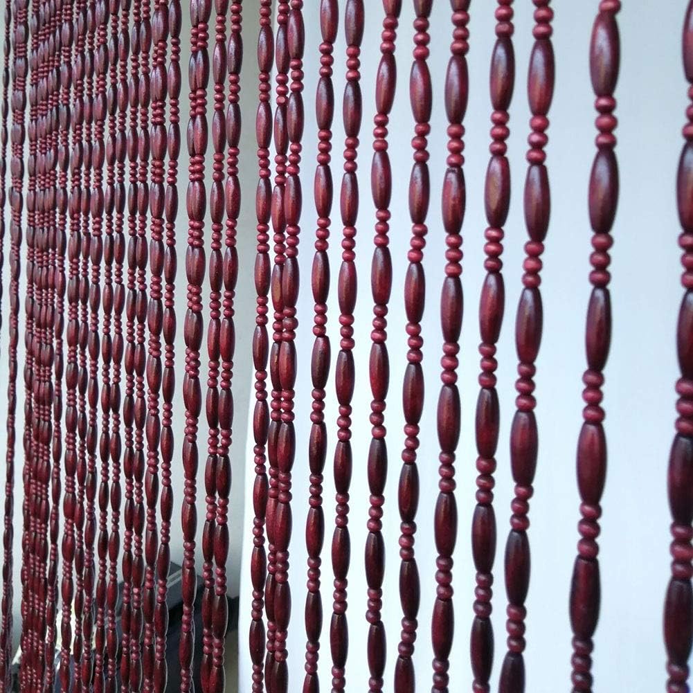 Beaded Curtain with Wooden Beads for Doorway and Room Divider