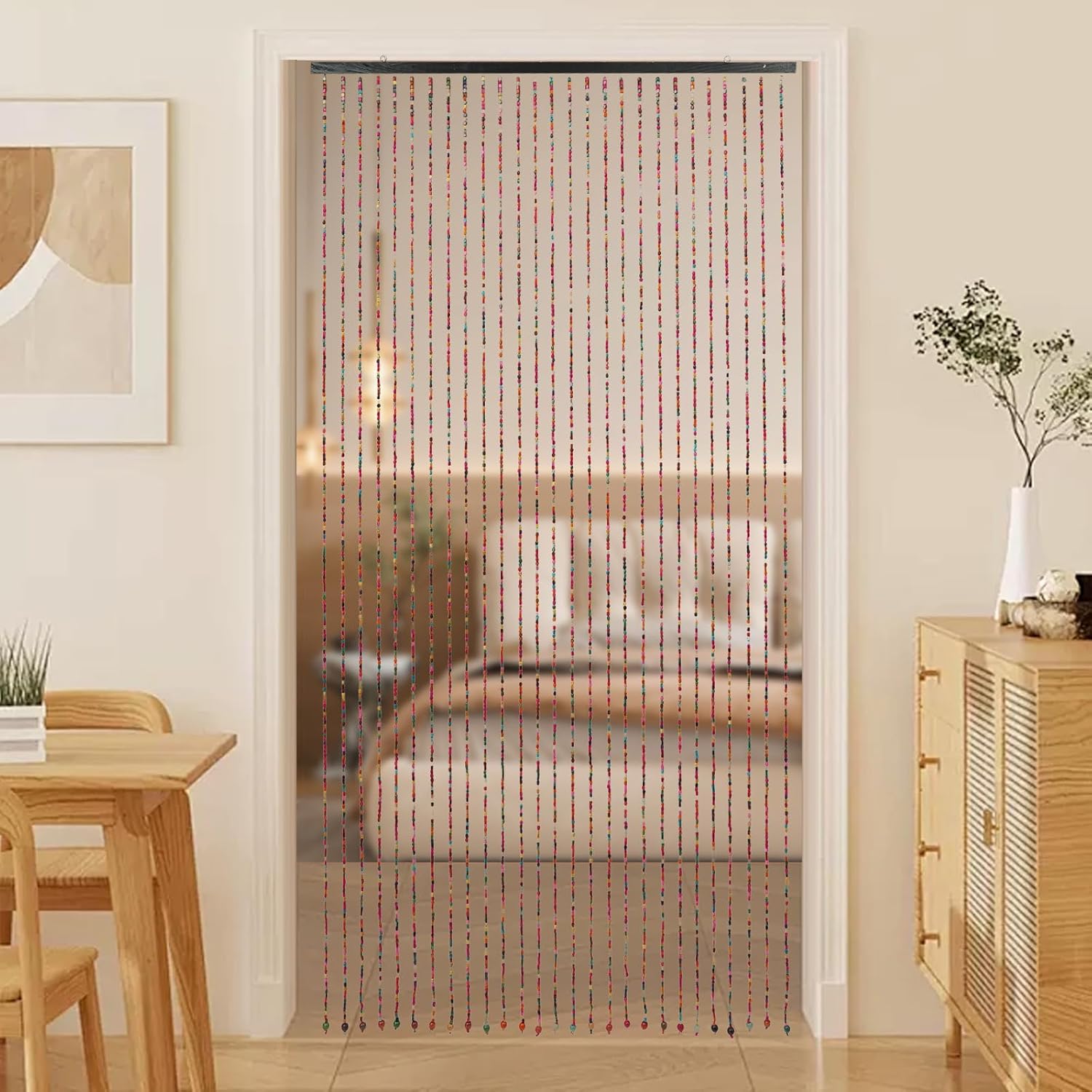 Gworobie 27 Strings Door Curtain with Beads and Tassels