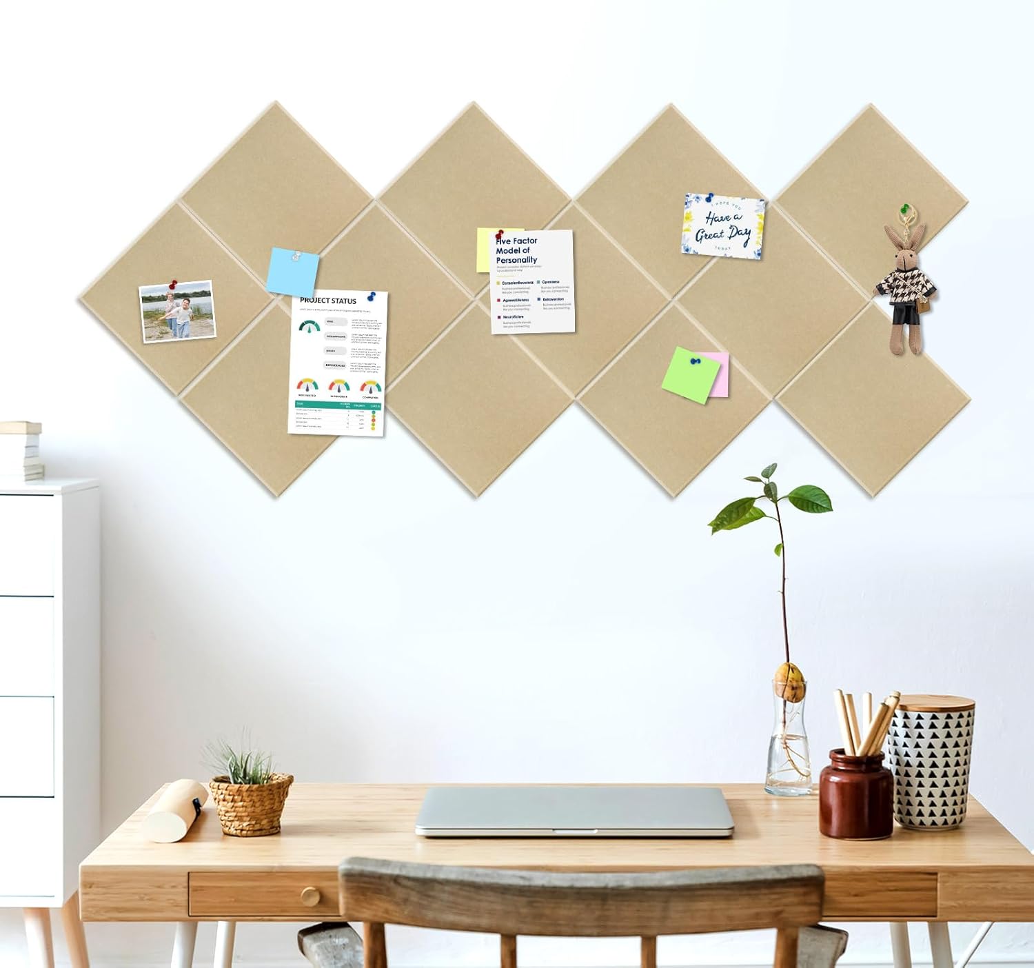 Large Felt Cork Board Tiles 12 Packs 12x12 Dark Camel