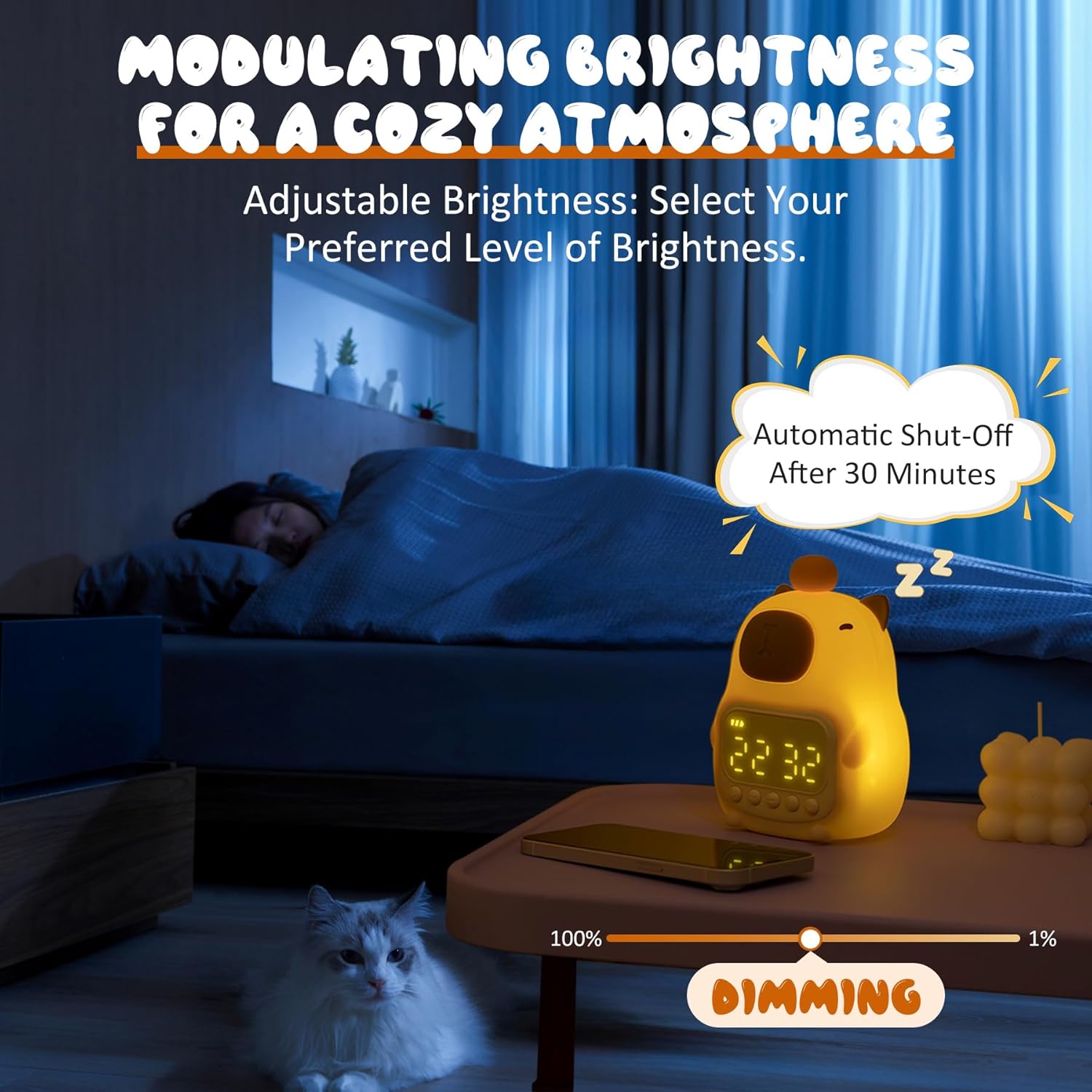 Capybara Night Light with Digital Clock