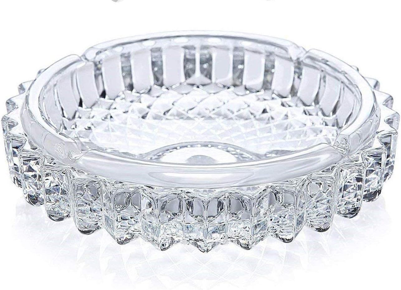 Crystal Glass Cigar Cigarette Ashtray Round Tabletop
