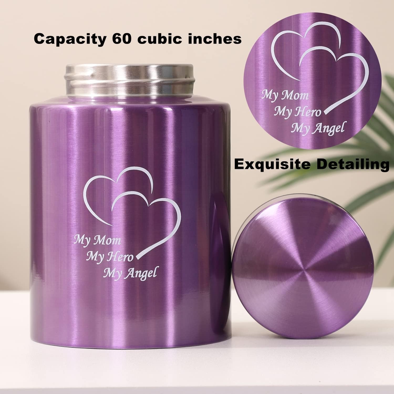 Medium Stainless Steel Urn for Human Ashes Keepsake