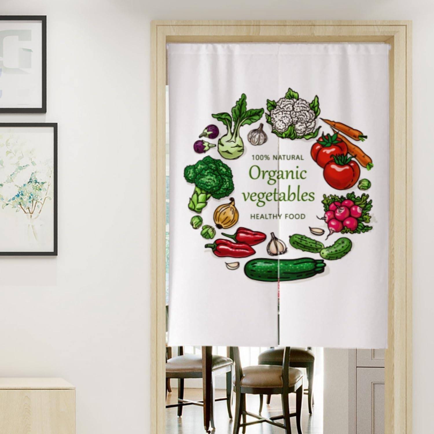 Japanese Noren Door Curtain with Telescopic Rod 80x90 cm 1 Panel